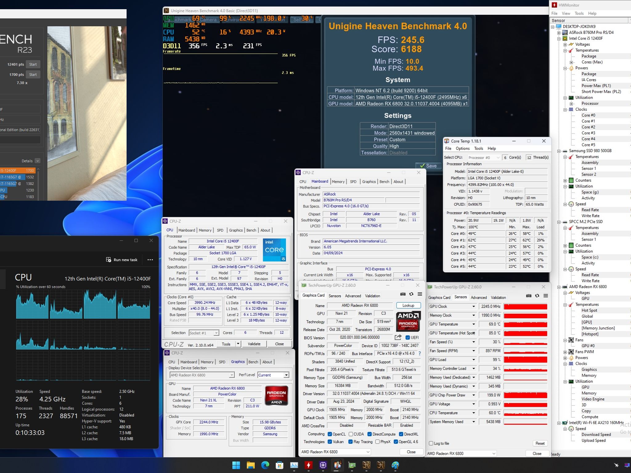 Intel Core i5 12400F, AMD RX6800 16GB, 32 GB RAM, SSD 2TB NVMe M.2 Gen4, PSU Corsair 750w