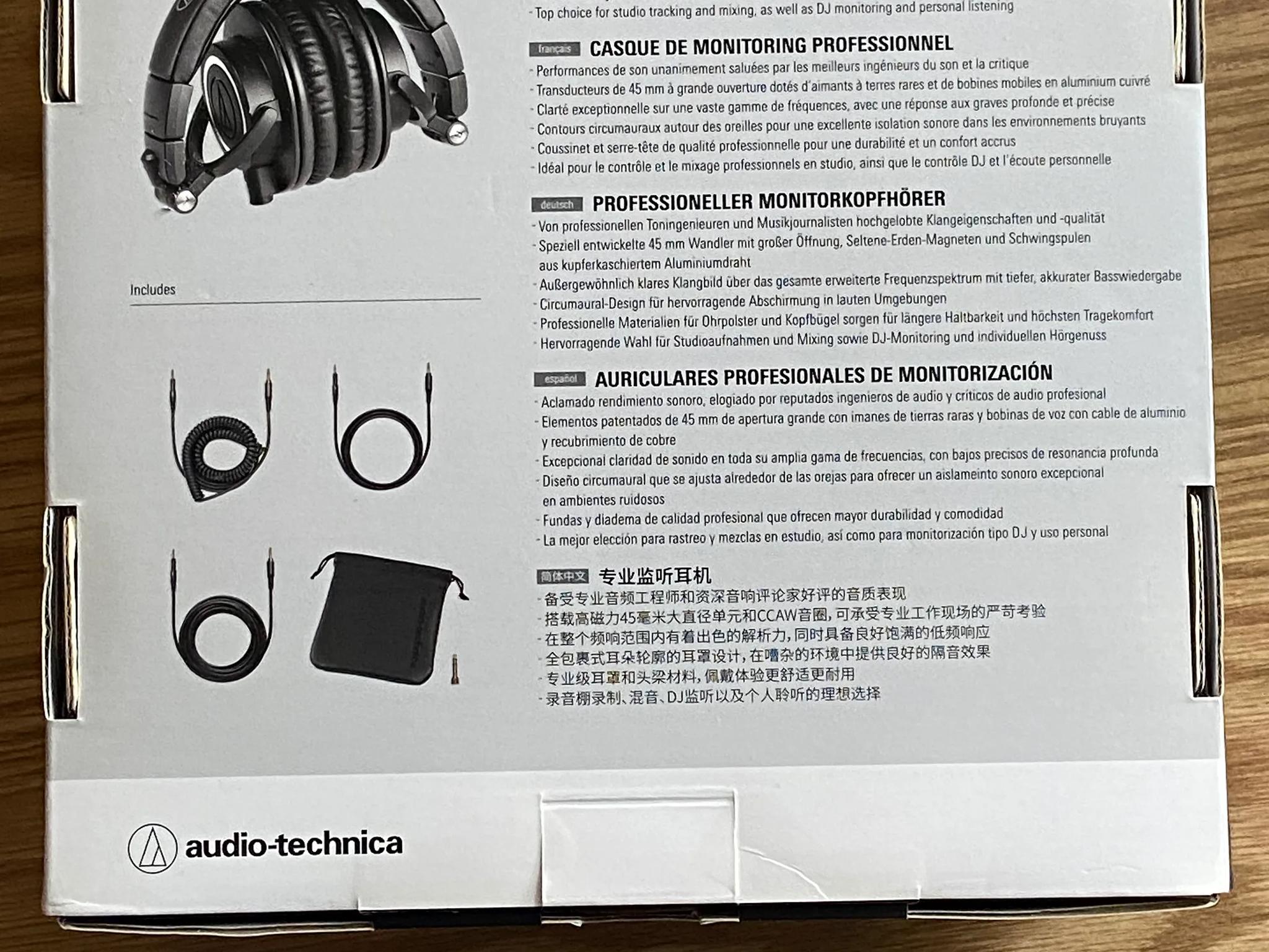 Audio-Technica ATH-M50X Professional Studio Monitor Headphones, Black