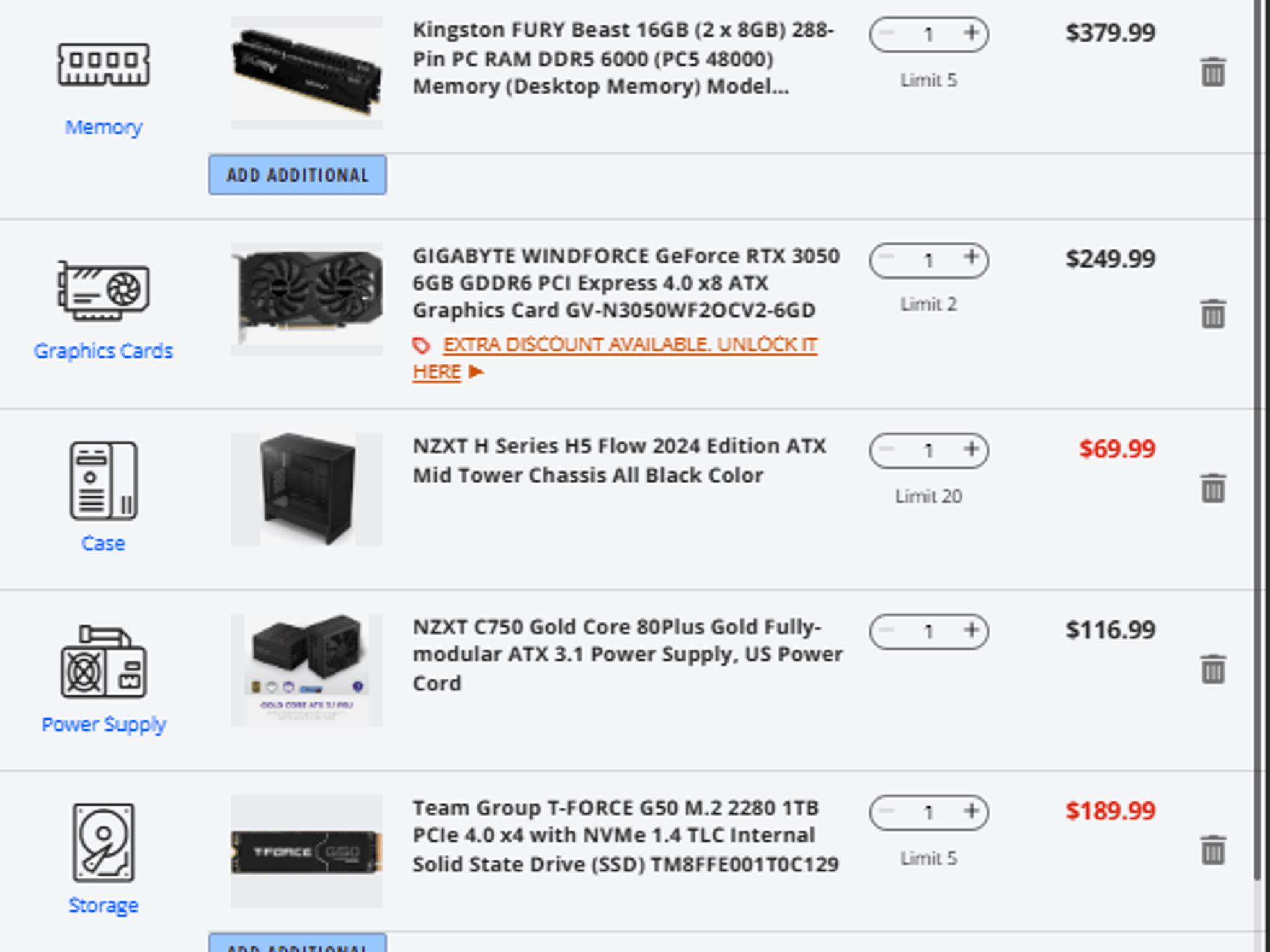 GeForce RTX 3050 8GB Custom Gaming PC - Core i5-14400F, 16GB RAM, 1TB NVMe SSD