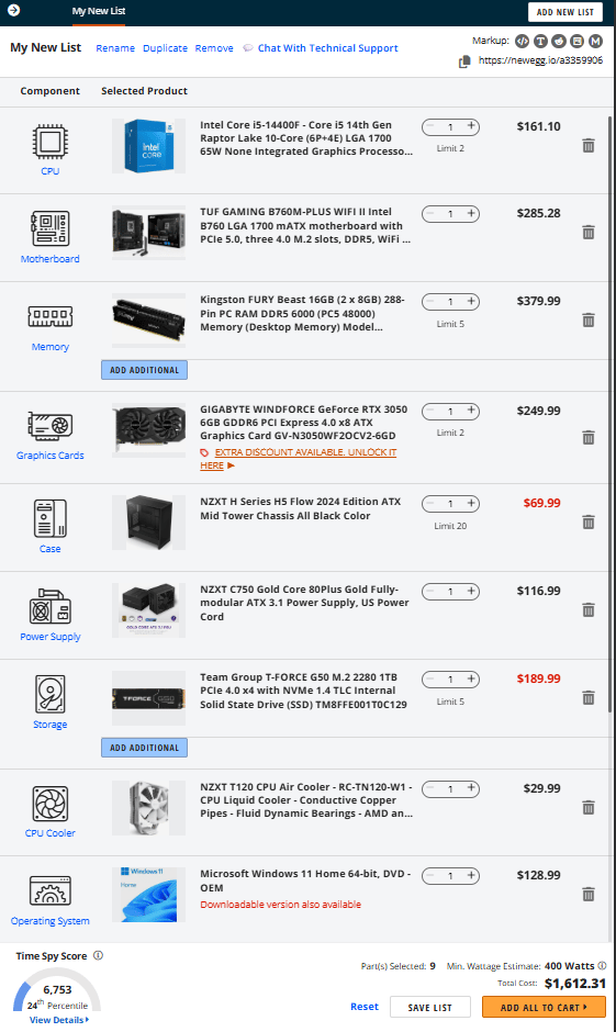 GeForce RTX 3050 8GB Custom Gaming PC - Core i5-14400F, 16GB RAM, 1TB NVMe SSD
