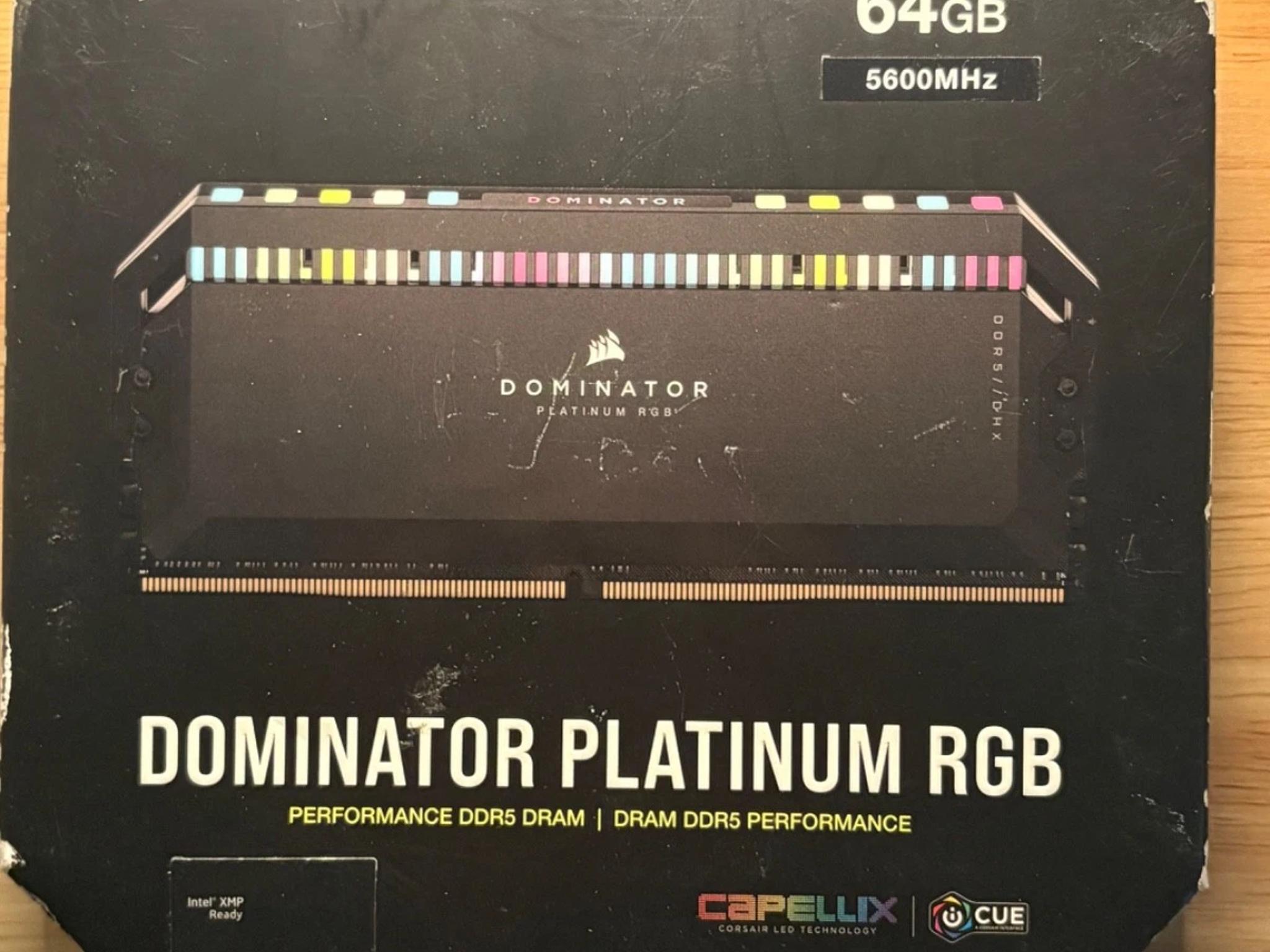 CORSAIR DOMINATOR PLATINUM RGB DDR5 RAM 64GB (2x32GB) -Black (CMT64GX5M2B5600C4)