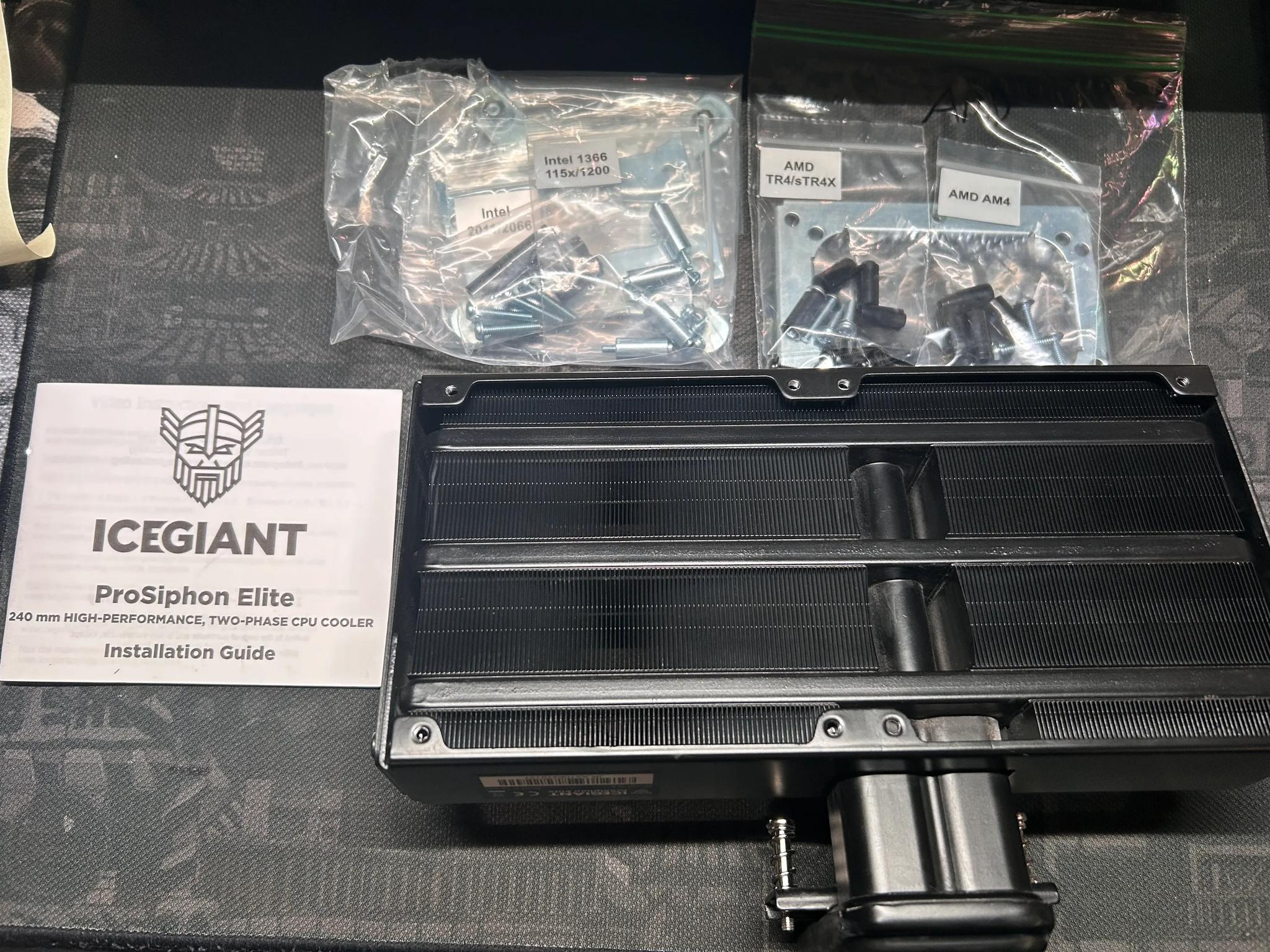 ICEGIANT PROSIPHON ELITE CPU COOLER SUPPORTS AM4, AM5, TR4, LGA - USED NO FANS