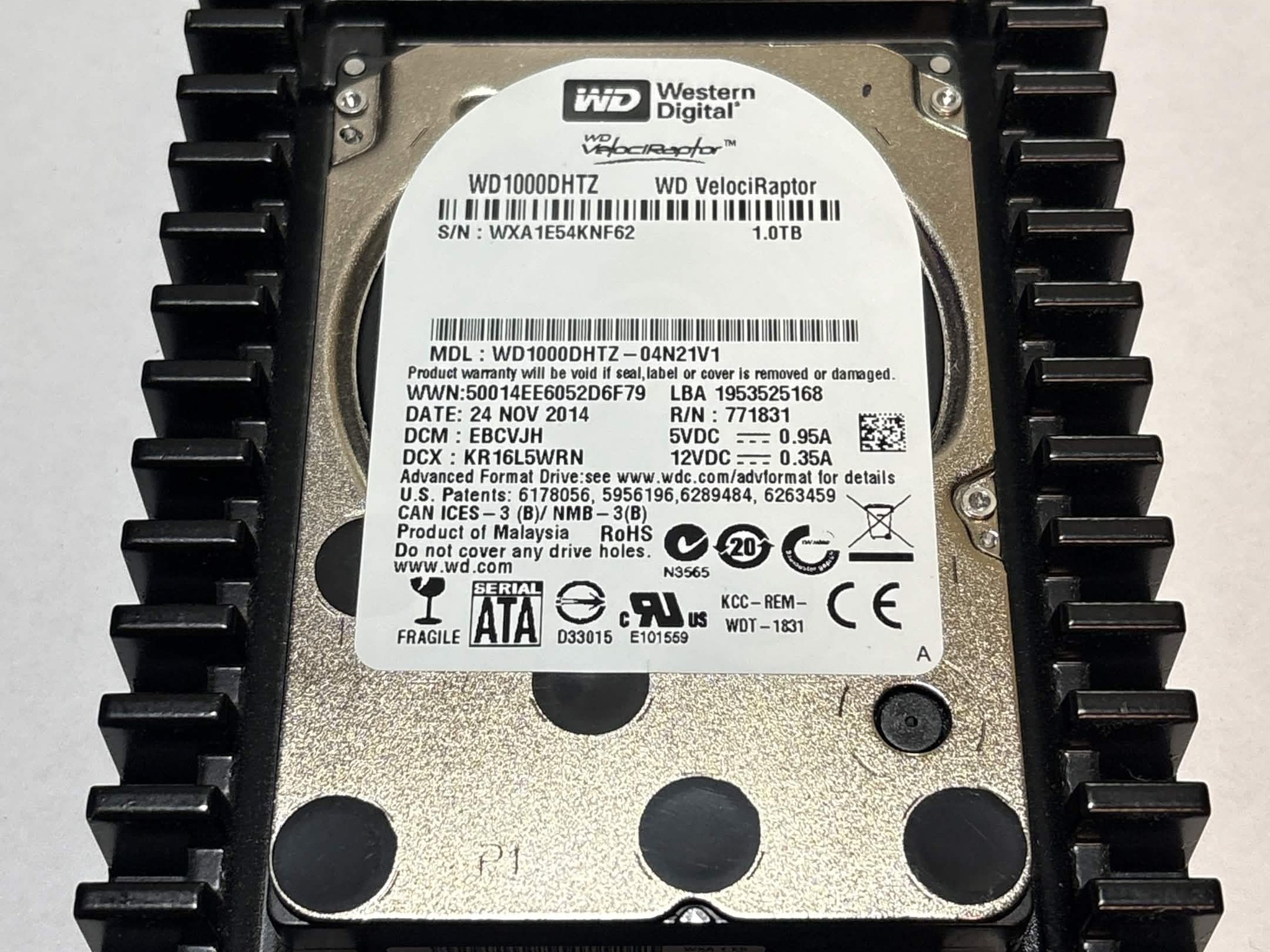 WD VelociRaptor 1TB 10,000 RPM SATA HDD w/ IcePack – WD1000DHTZ – Good SMART