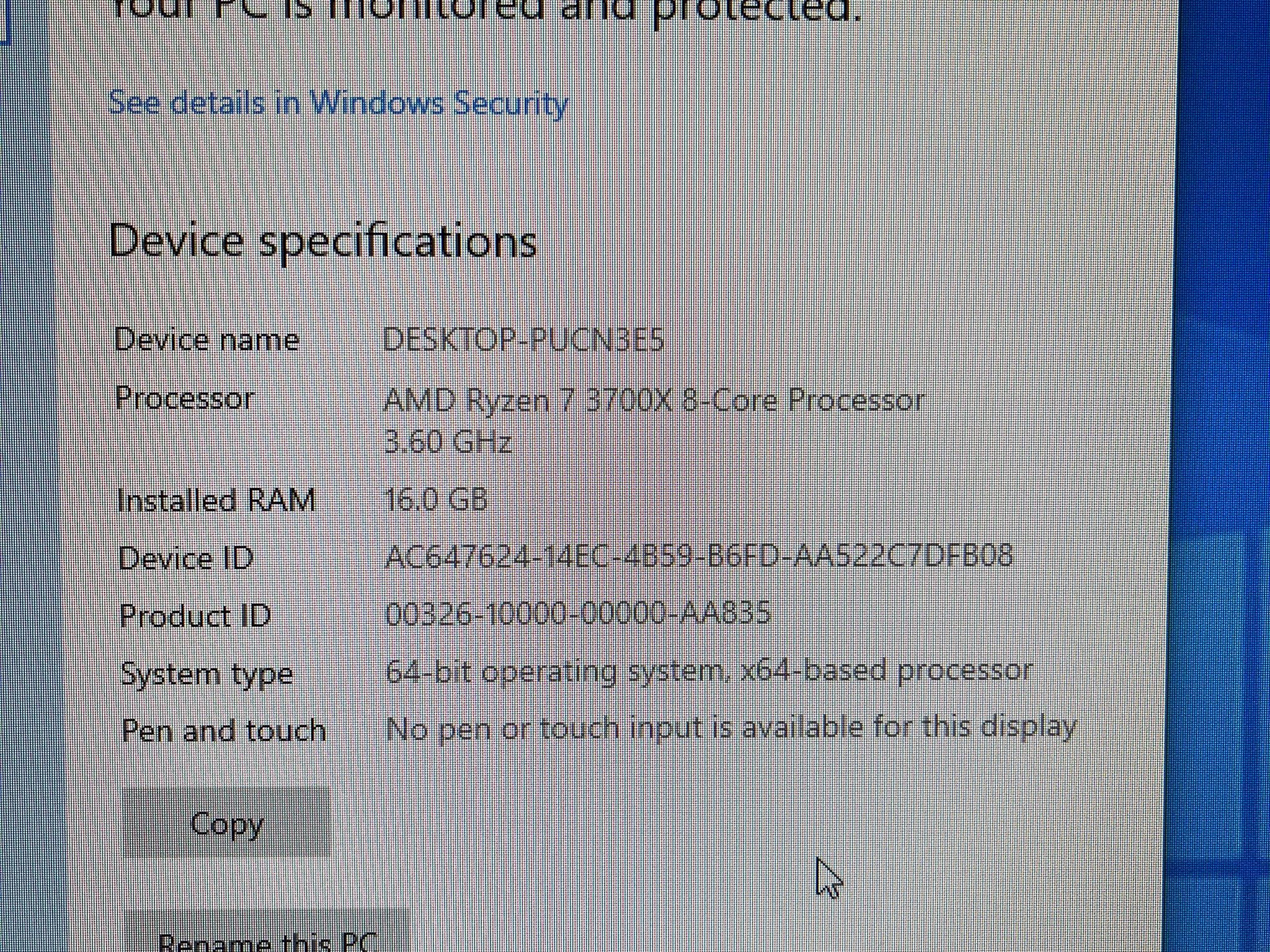 MSI B450 3700x 16GB Ram 500GB NVMe Windows 10
