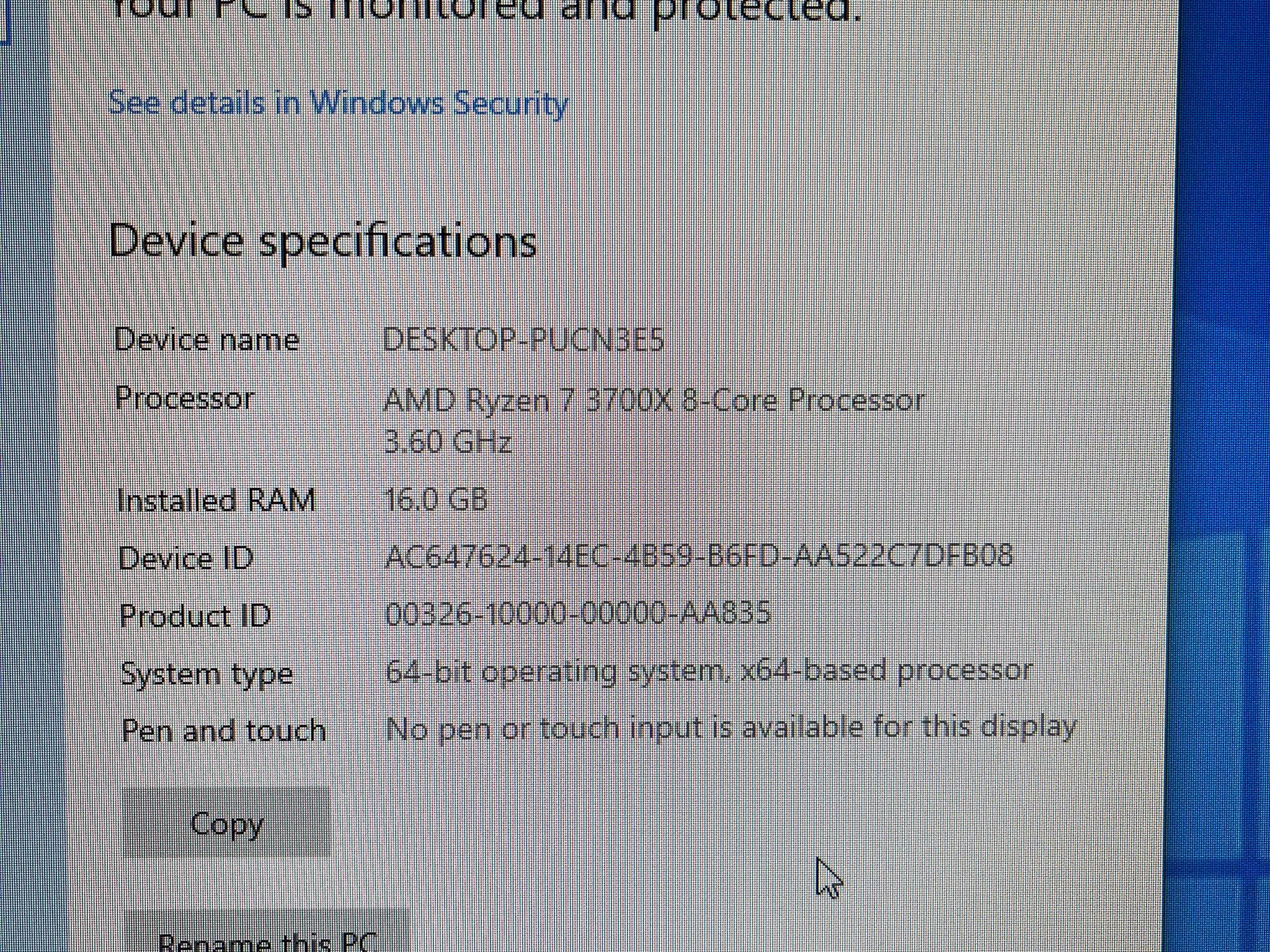 MSI B450 3700x 16GB Ram 500GB NVMe Windows 10