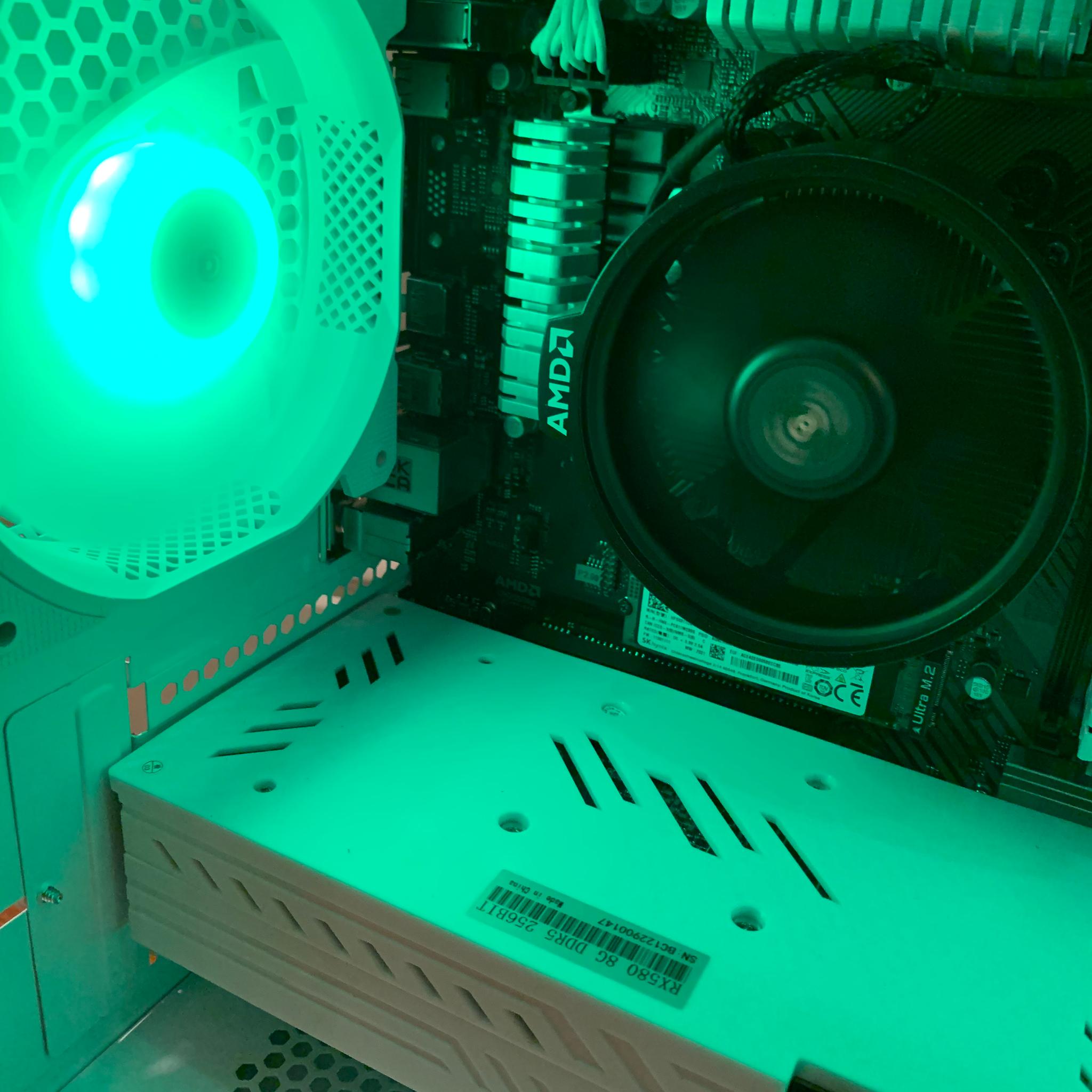 RYZEN 5 1600 RX 580 8GB WHITE RGB GAMING/STREAMING/EDITING PC 16GB RAM 1000GB M.2 SSD WINDOWS WiFi