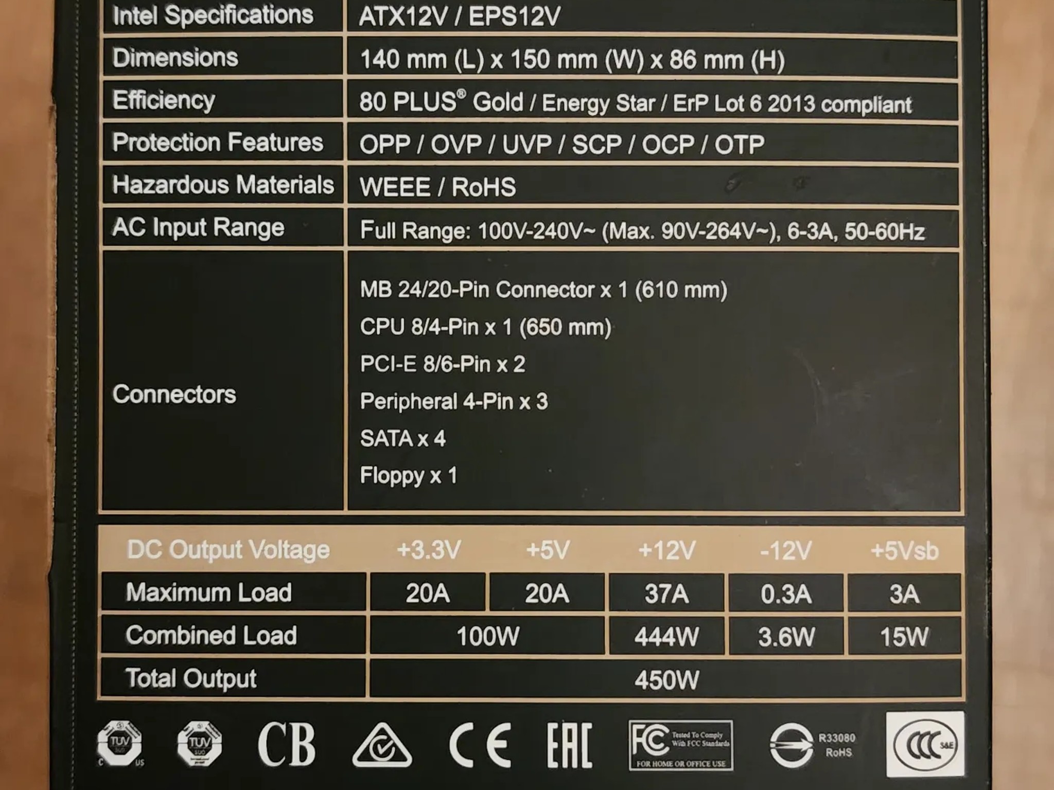 Seasonic Focus 450 Gold Plus Semi-Modular PSU