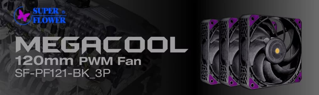 BNIB Super Flower MEGACOOL 120mm Fan, Triple-Pack, PWM, Computer Case Fan (SF-PF121-BK_3P)