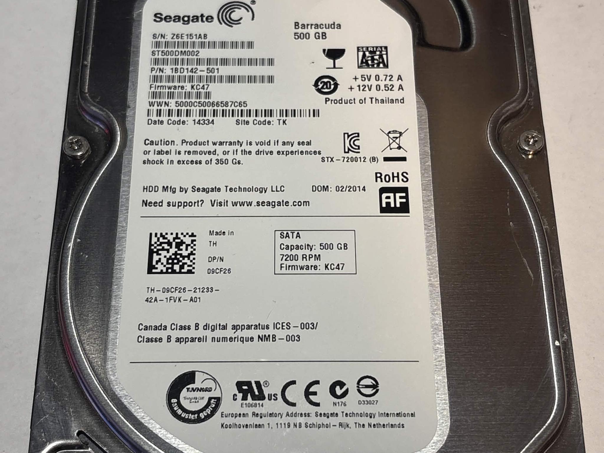 Seagate Barracuda 500GB 7200RPM SATA Hard Drive | Tested & Functional