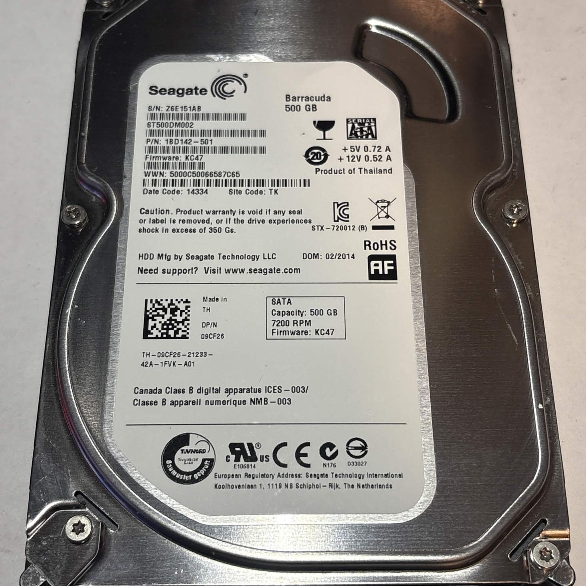 Seagate Barracuda 500GB 7200RPM SATA Hard Drive | Tested & Functional