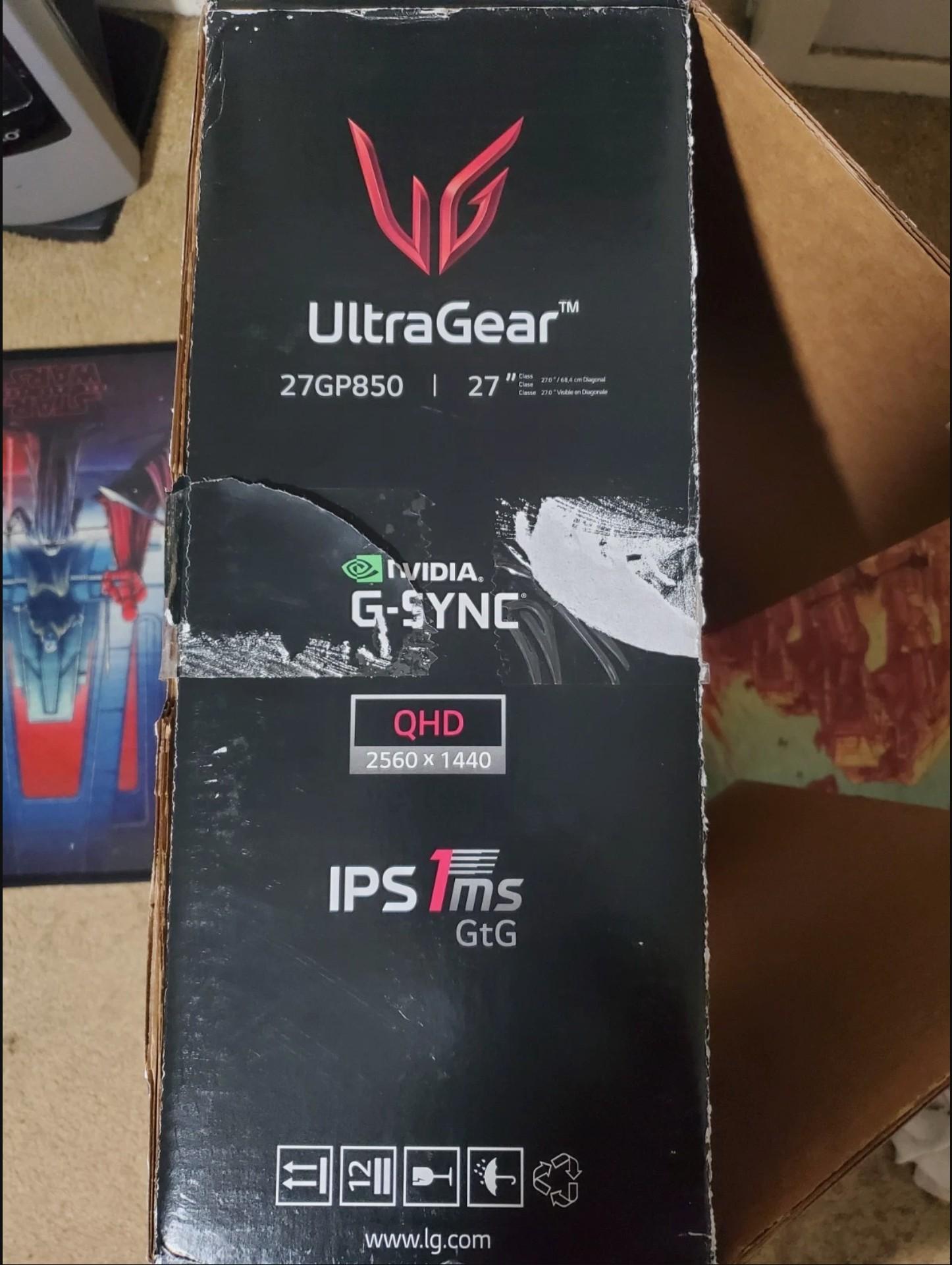 LG UltraGear 27GP850-B 27" 2k QHD 2k 180Hz OC Nano IPS Gaming Monitor w/ ORG box
