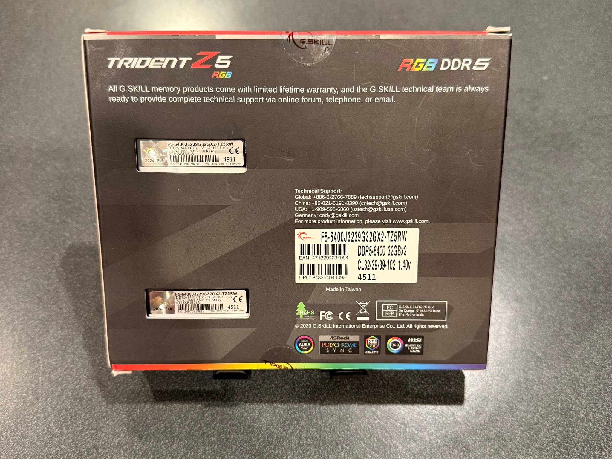 NEW 64GB 6400MHz CL32 White G.Skill Trident Z5 RGB (2x32GB) DDR5 RAM
