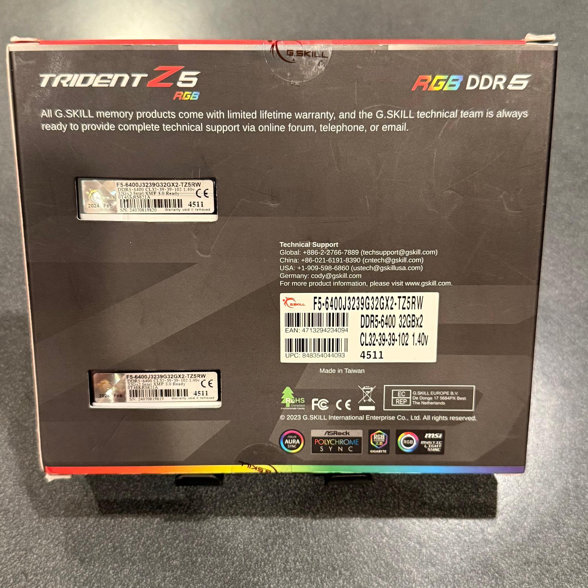 NEW 64GB 6400MHz CL32 White G.Skill Trident Z5 RGB (2x32GB) DDR5 RAM