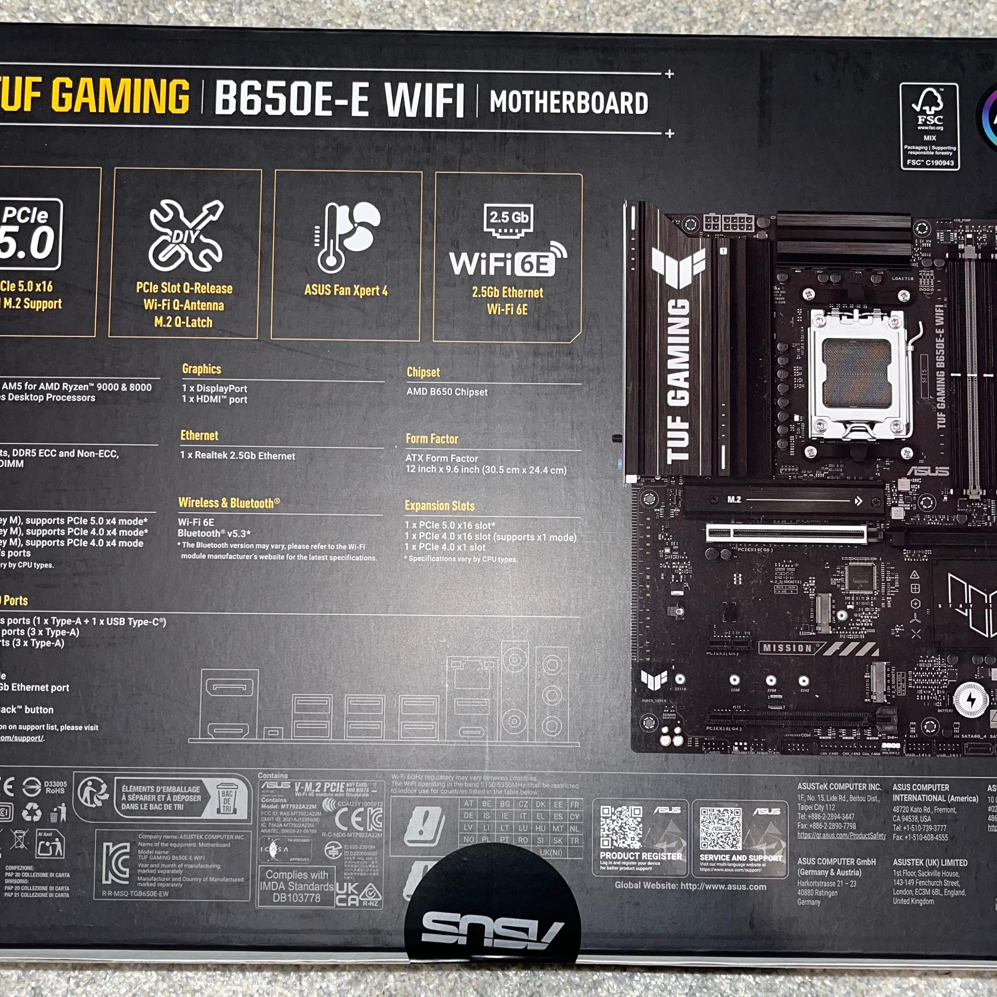 ASUS TUF Gaming B650E-E WIFI AMD AM5 B650 ATX Motherboard SEALED