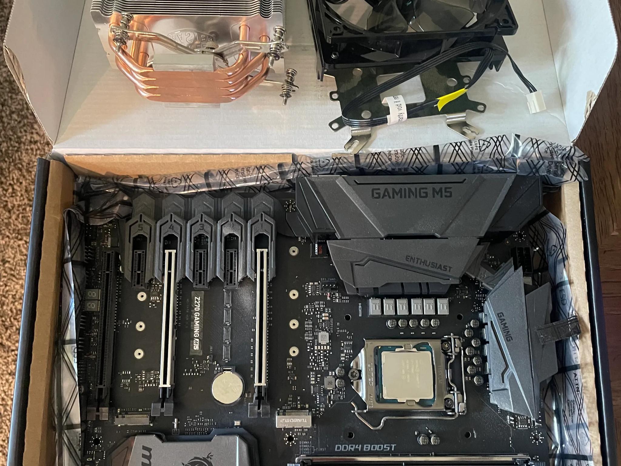 Intel i7 7700k w/MSI z270 m5 gaming motherboard, cpu cooler 16gb DDR4 RAM