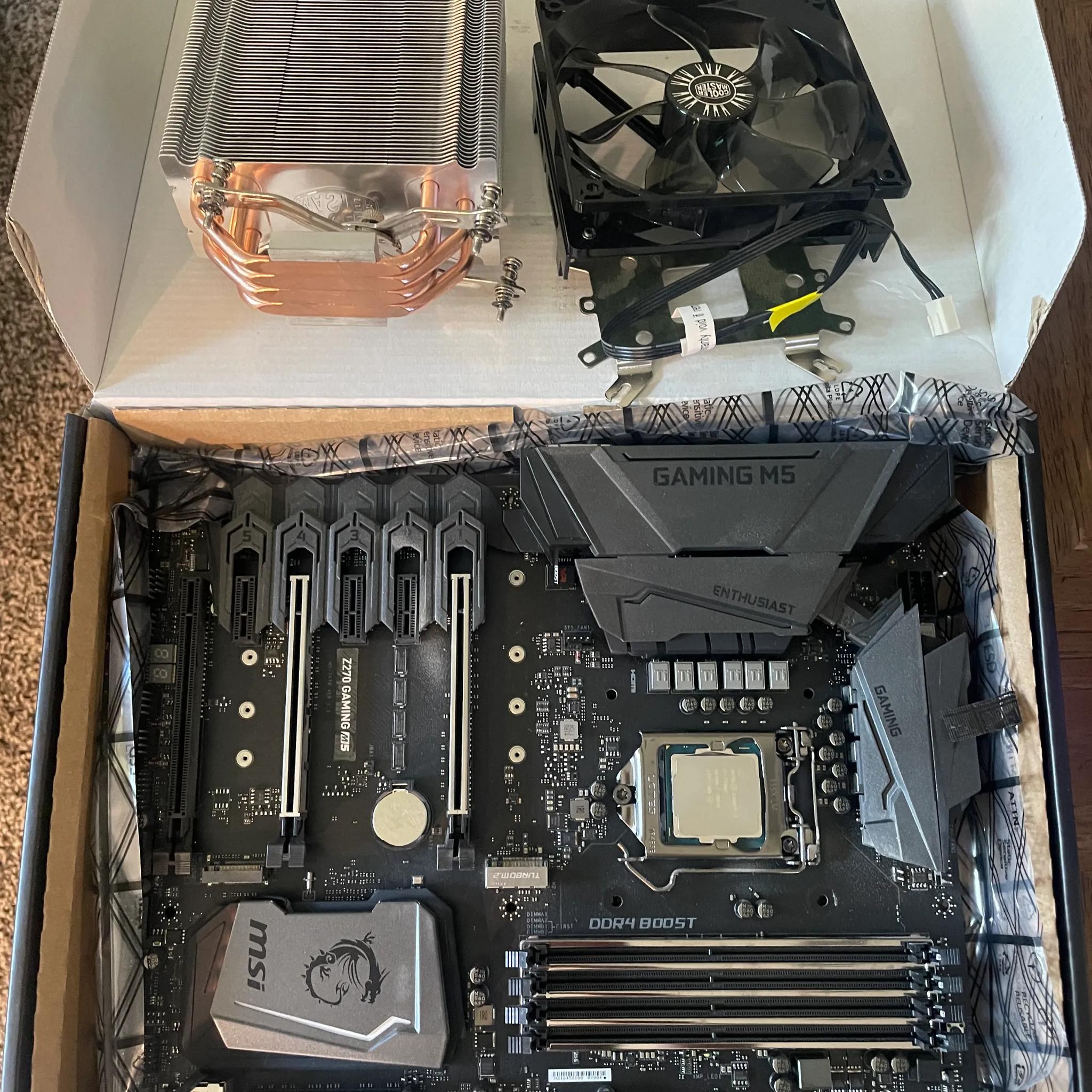 Intel i7 7700k w/MSI z270 m5 gaming motherboard, cpu cooler 16gb DDR4 RAM