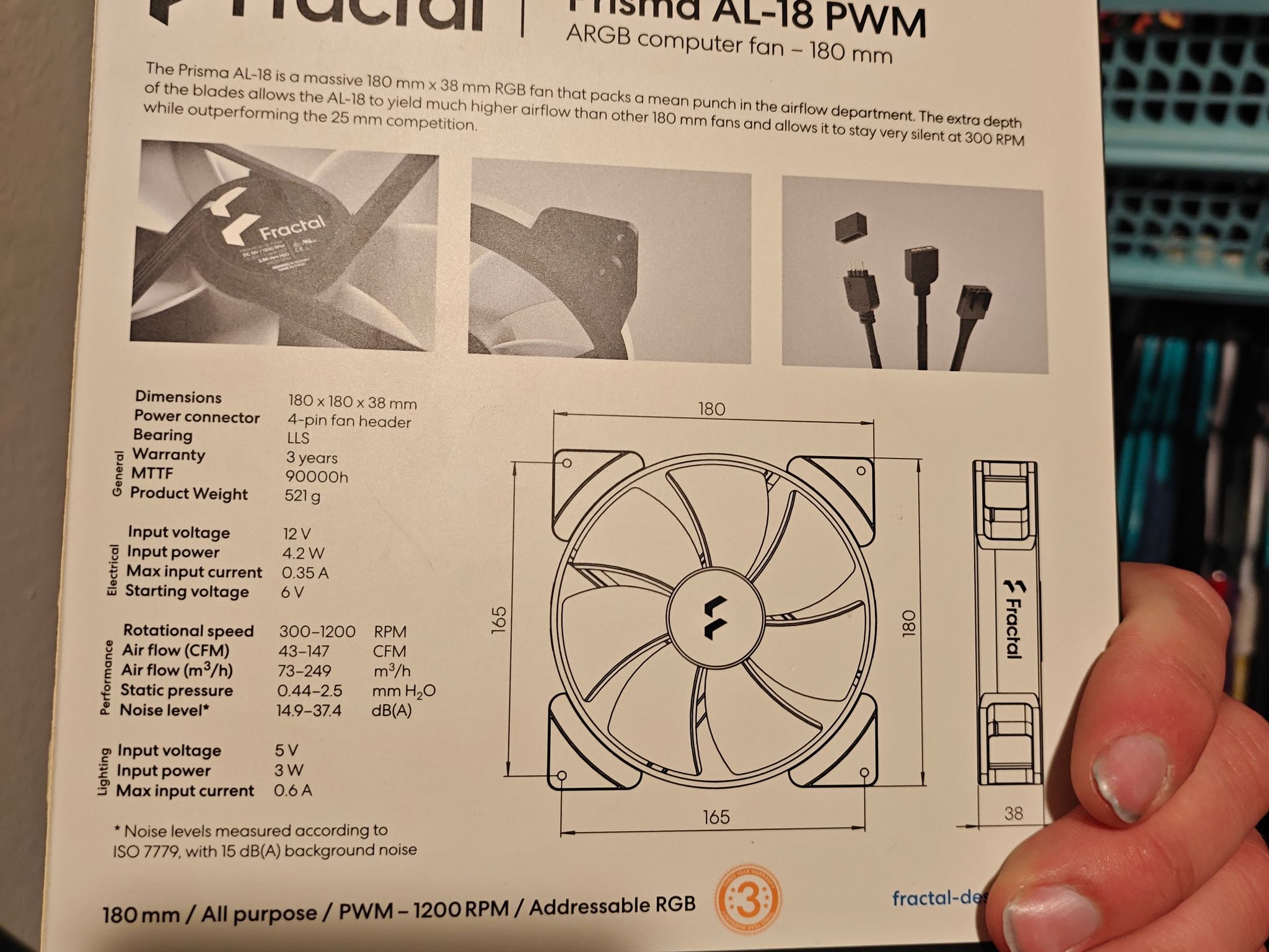 2 pack prisma al 18 180mm RGB fan