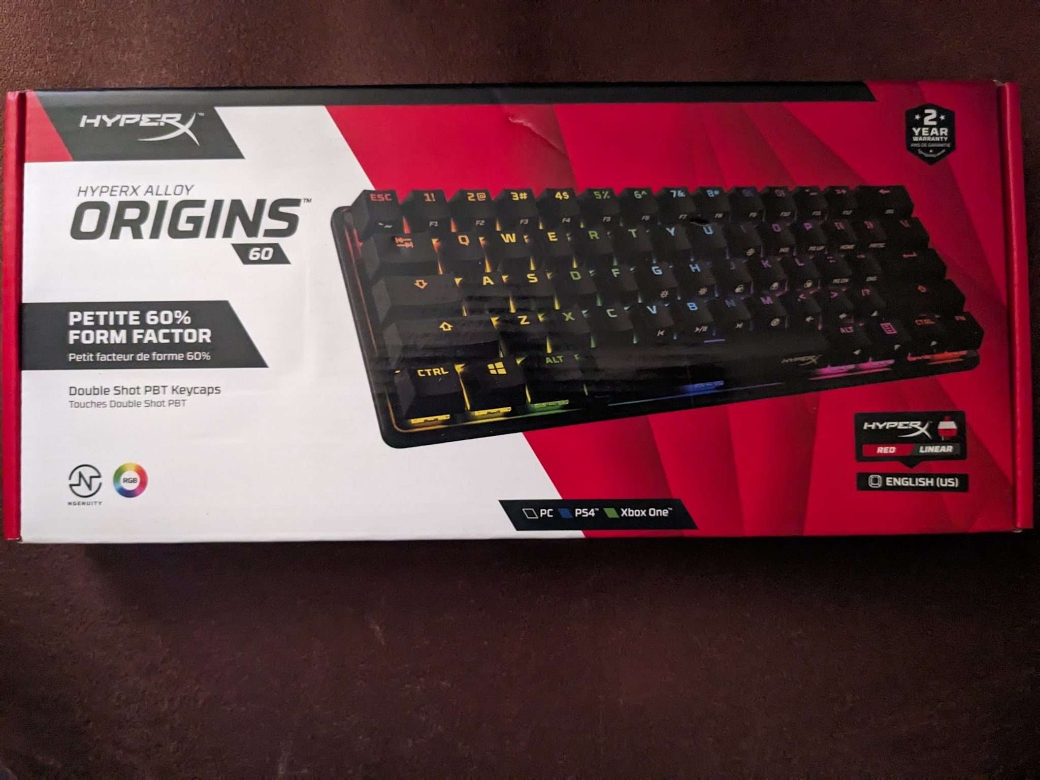 BNIB HyperX Alloy Origins 60 RGB Mechanical Gaming Keyboard, HX Red Switches