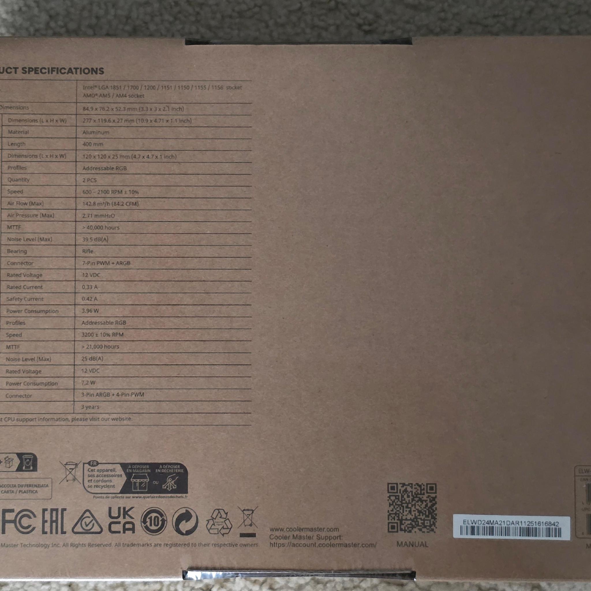 Cooler Master Elite Liquid 240 ARGB AIO CPU Cooler Black Brand New Sealed