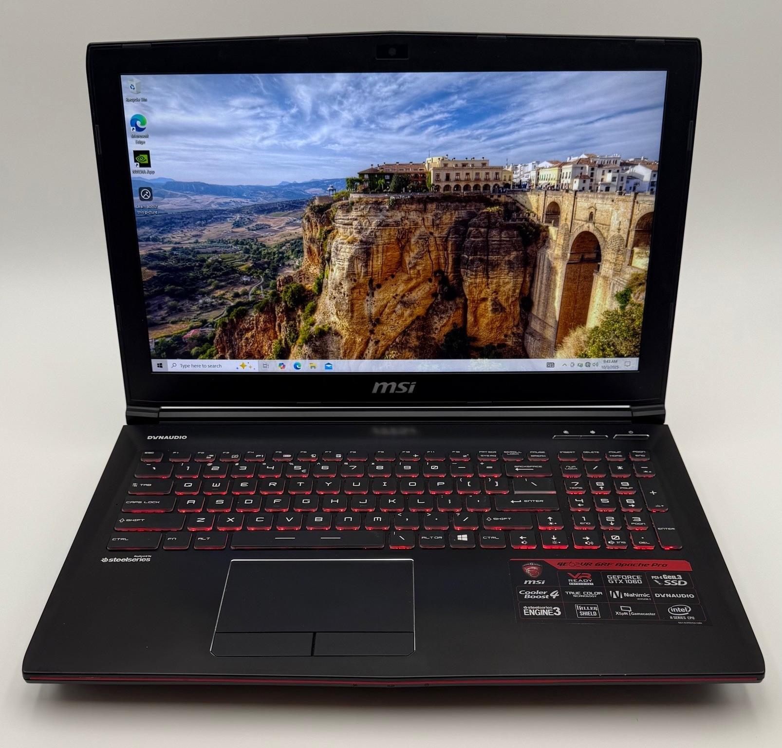 MSI GE62VR Apache PRO Intel i7-6700HQ | 32GB DDR4 | 1TB SSD | NVIDIA GTX 1060
