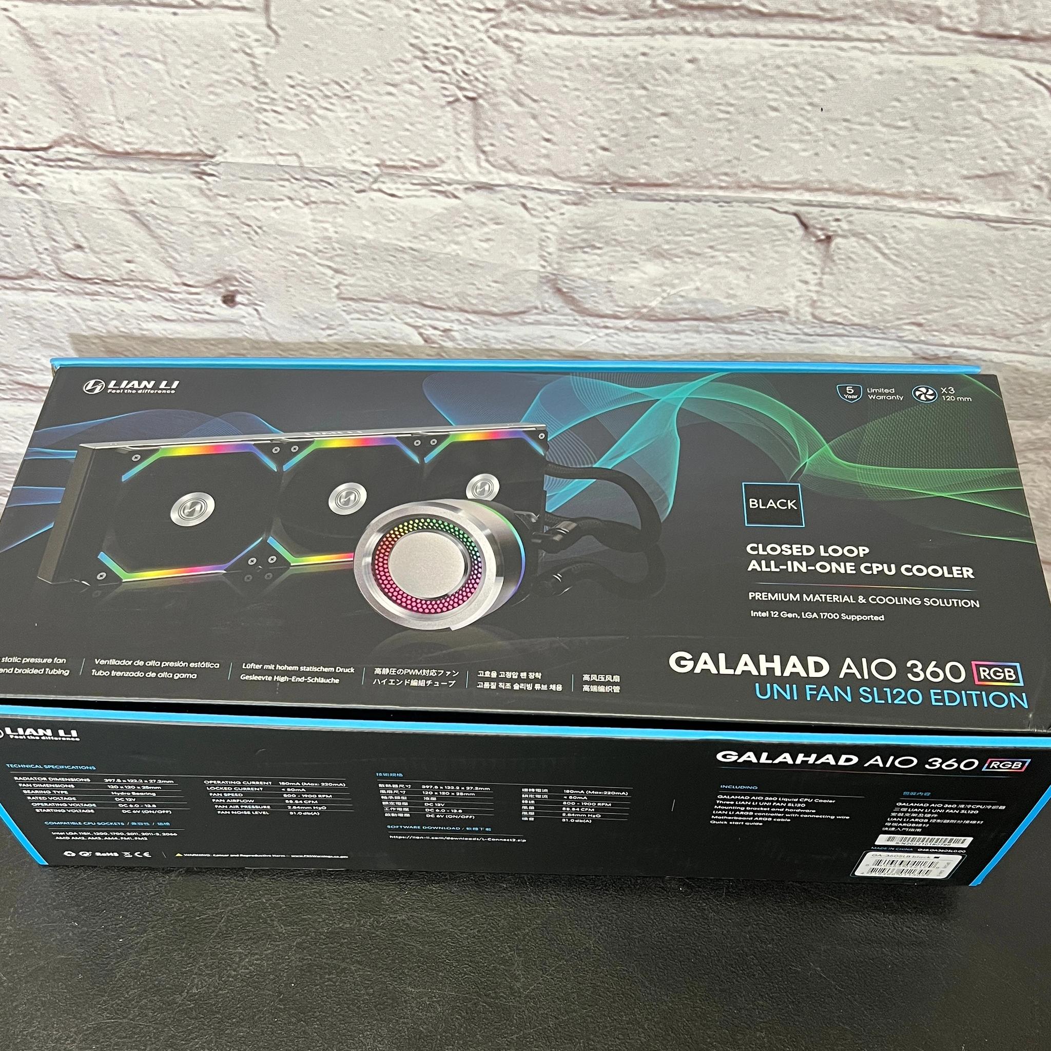 Lian Li GALAHAD AIO 360 RGB UNI FAN SL120 EDITION BLACK New in Box