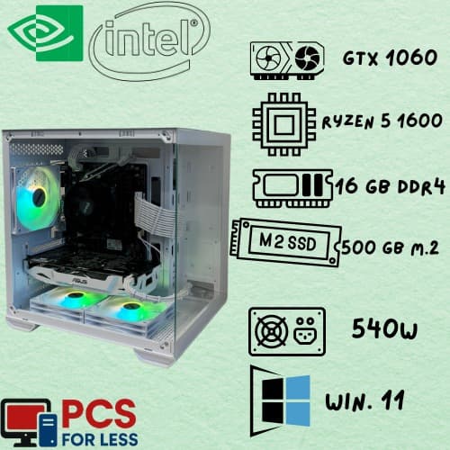⚪️ All-White 1080p Gaming PC | GTX 1060 6GB + Ryzen 5 1600 | 16GB RAM | Clean & Smooth Performance
