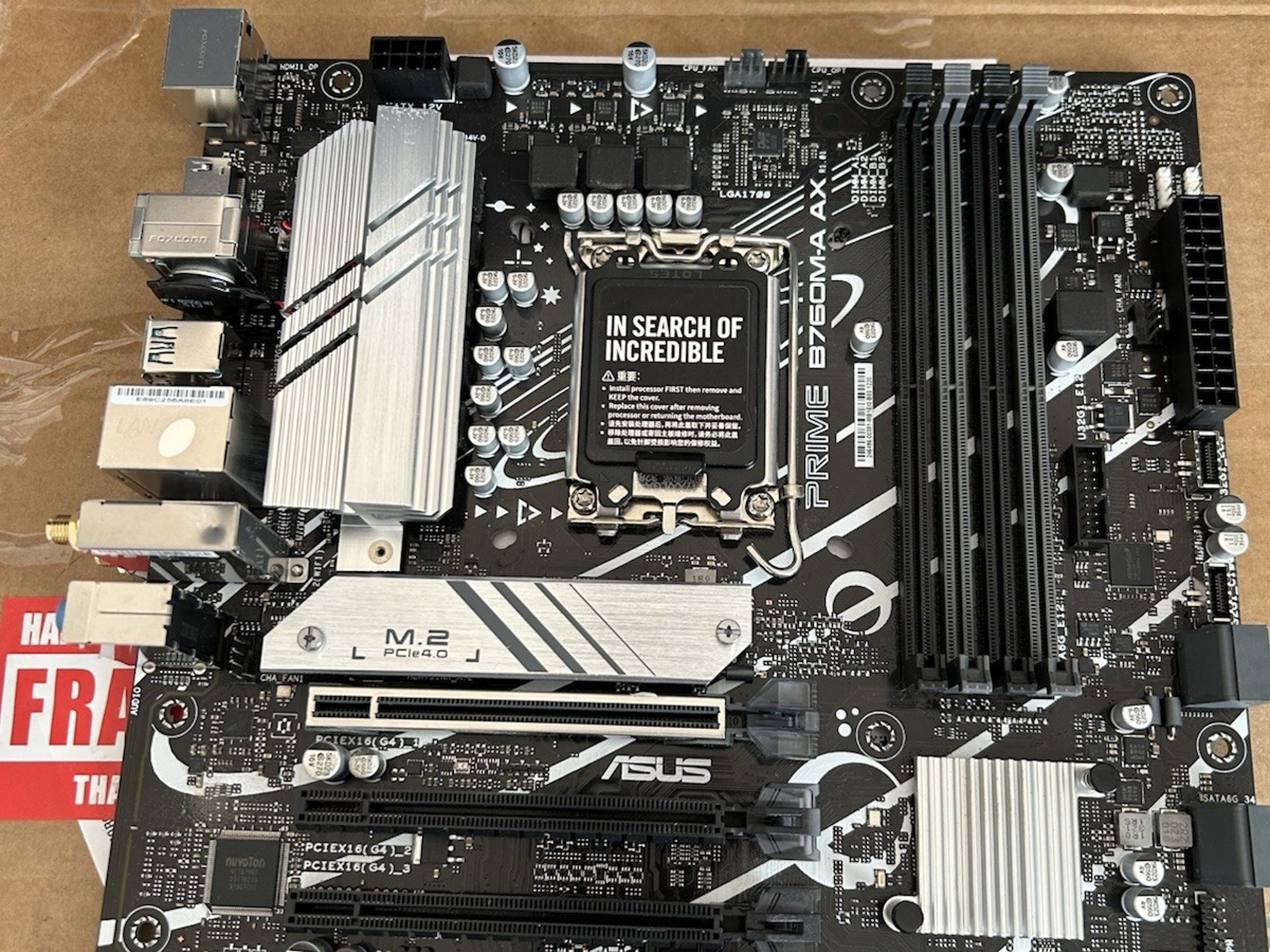 ASUS PRIME B760M-A AX LGA 1700 DDR5 microATX motherboard **NO IO SHIELD