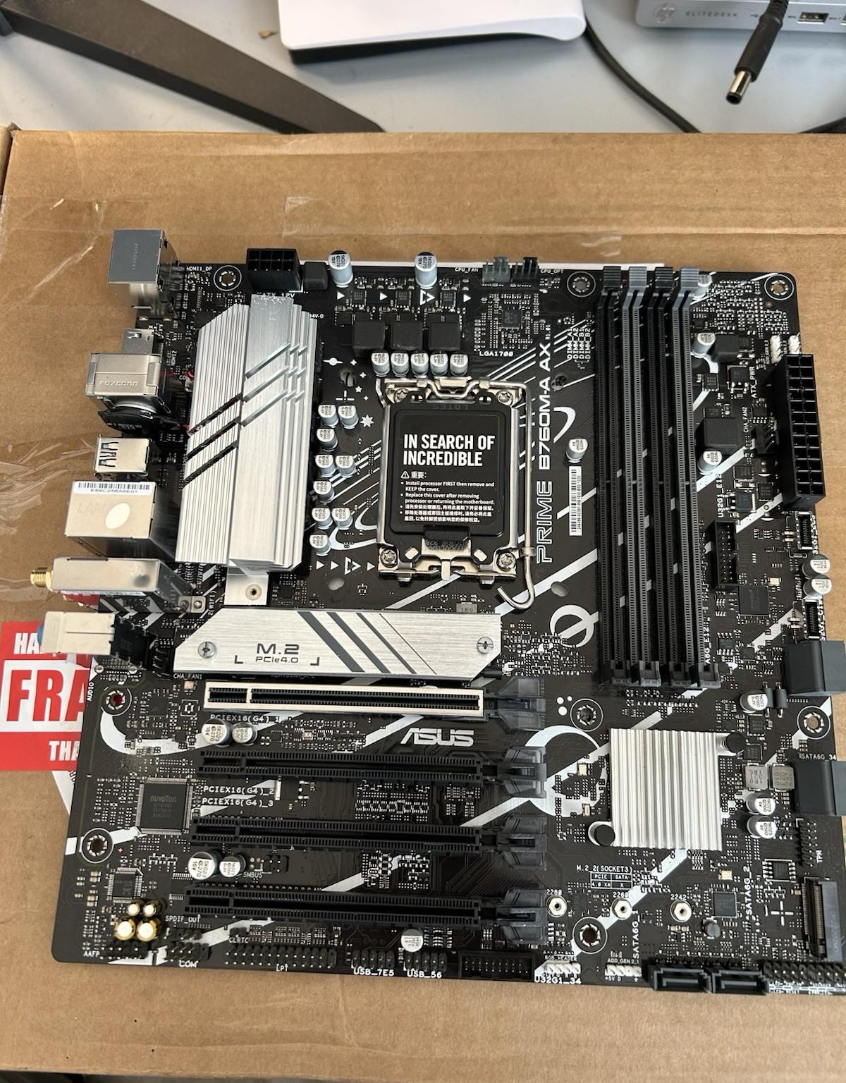 ASUS PRIME B760M-A AX LGA 1700 DDR5 microATX motherboard **NO IO SHIELD