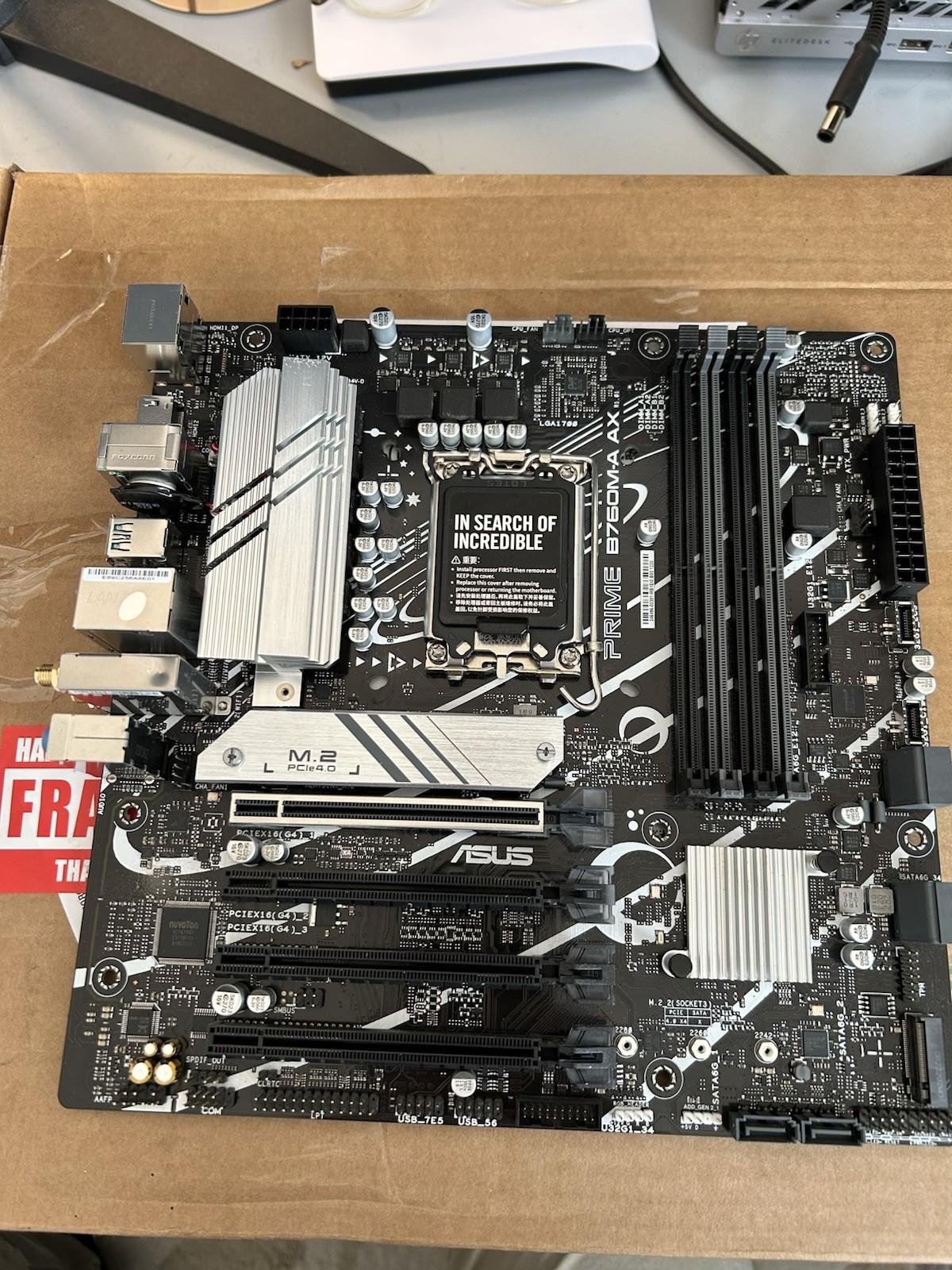 ASUS PRIME B760M-A AX LGA 1700 DDR5 microATX motherboard **NO IO SHIELD