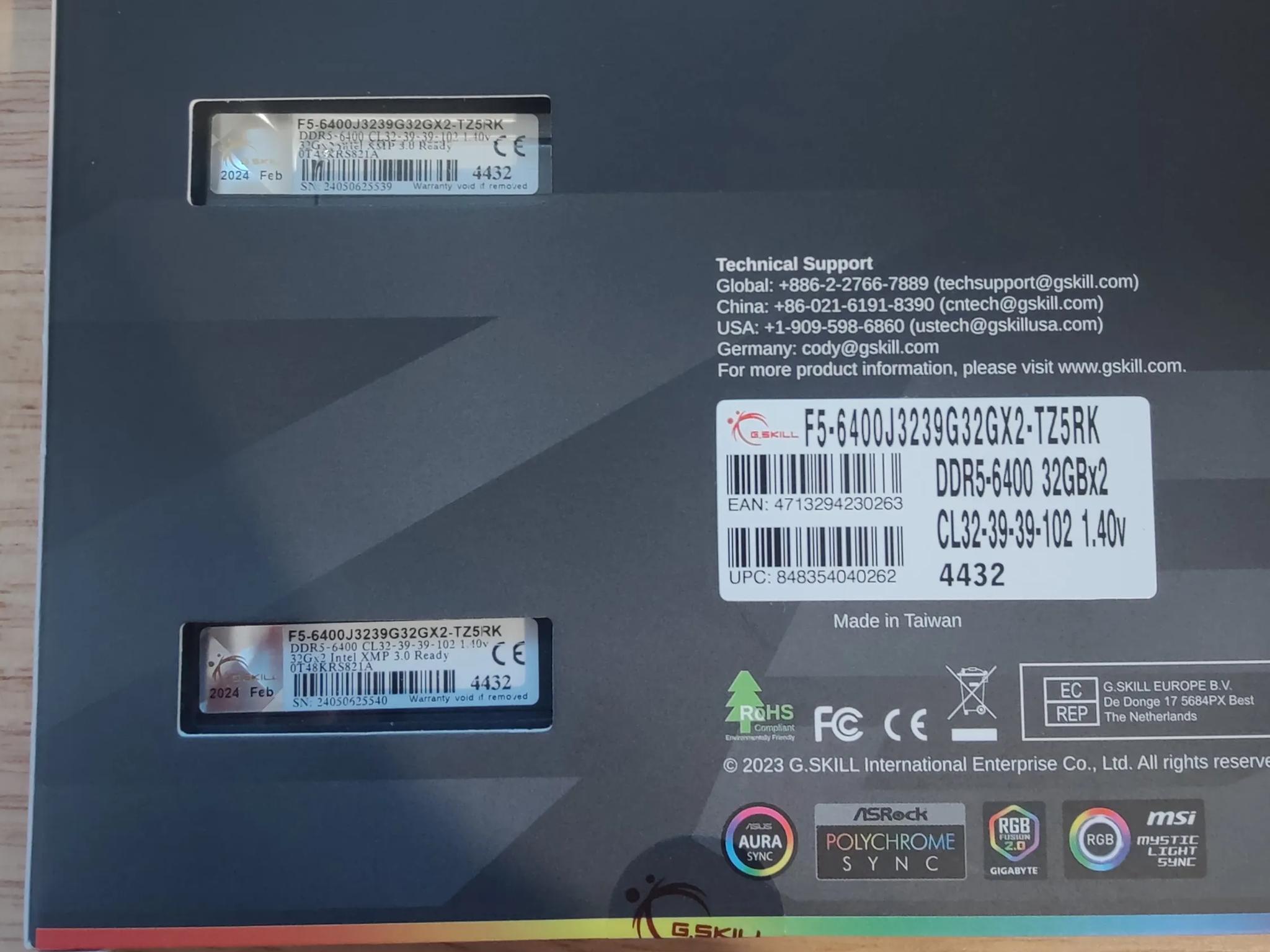 G.Skill Trident Z5 64GB (32GBx2) DDR5