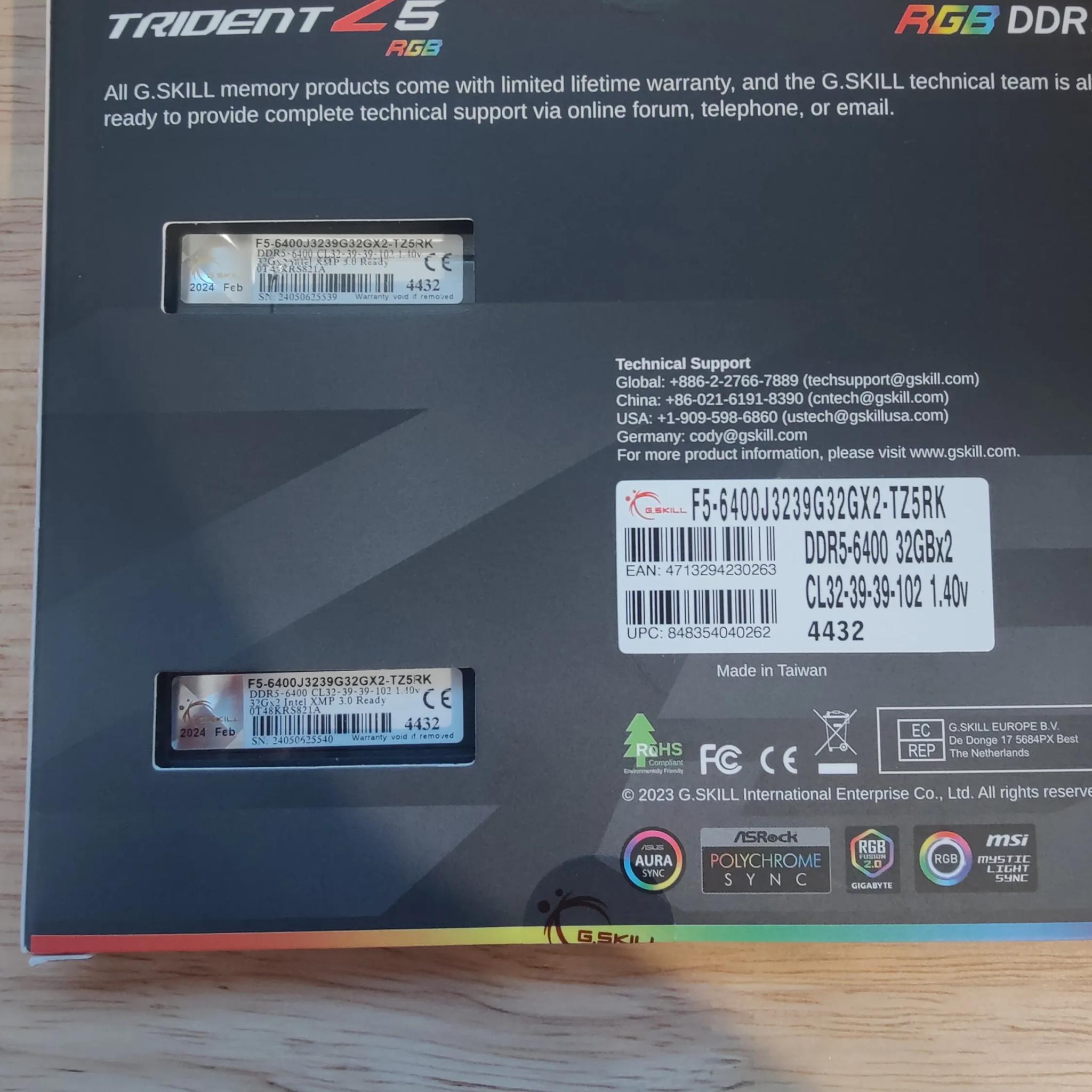 G.Skill Trident Z5 64GB (32GBx2) DDR5