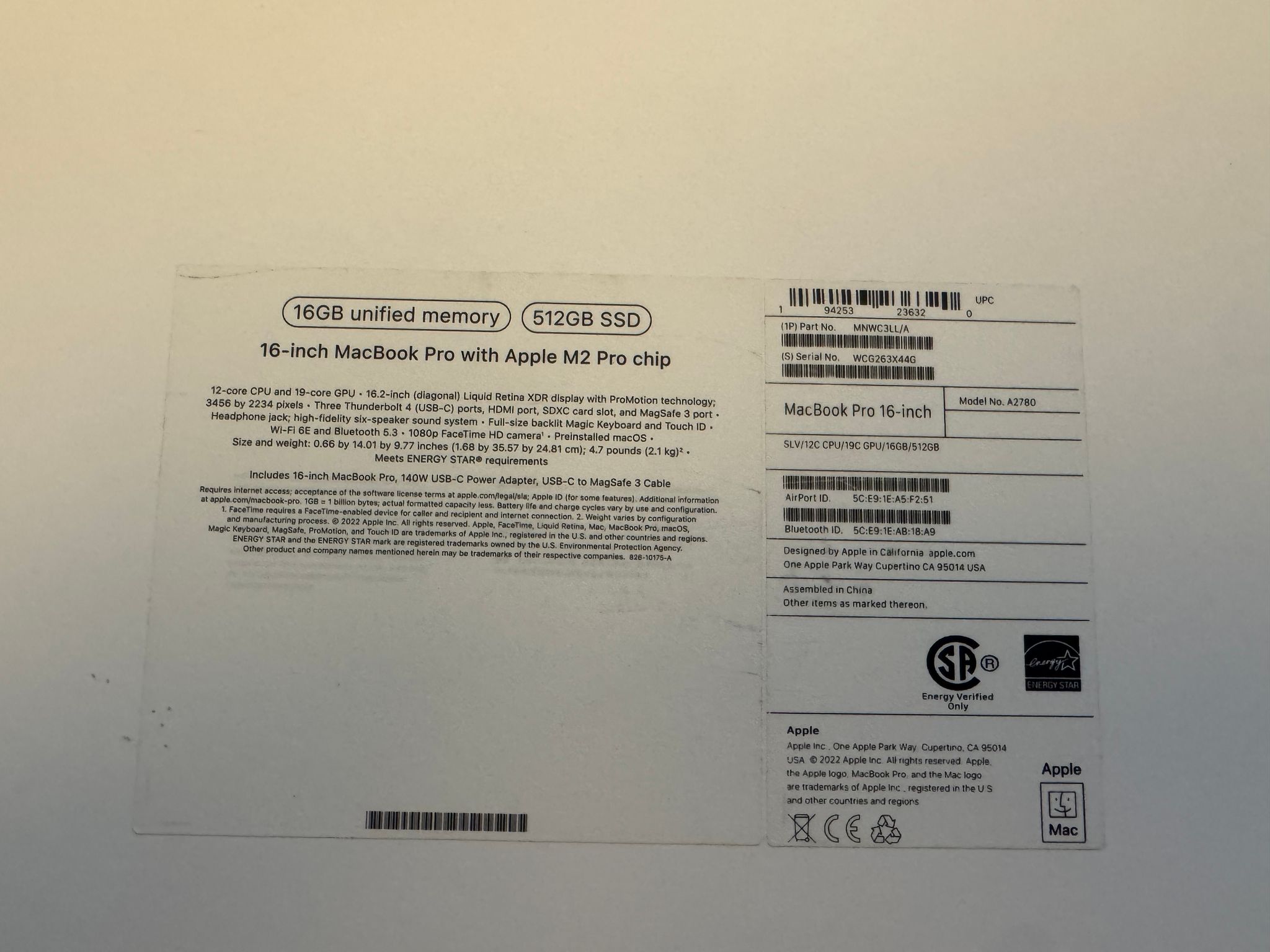 MacBook Pro - (M2 Pro, 16GB, 512GB SSD)-New, Open Box