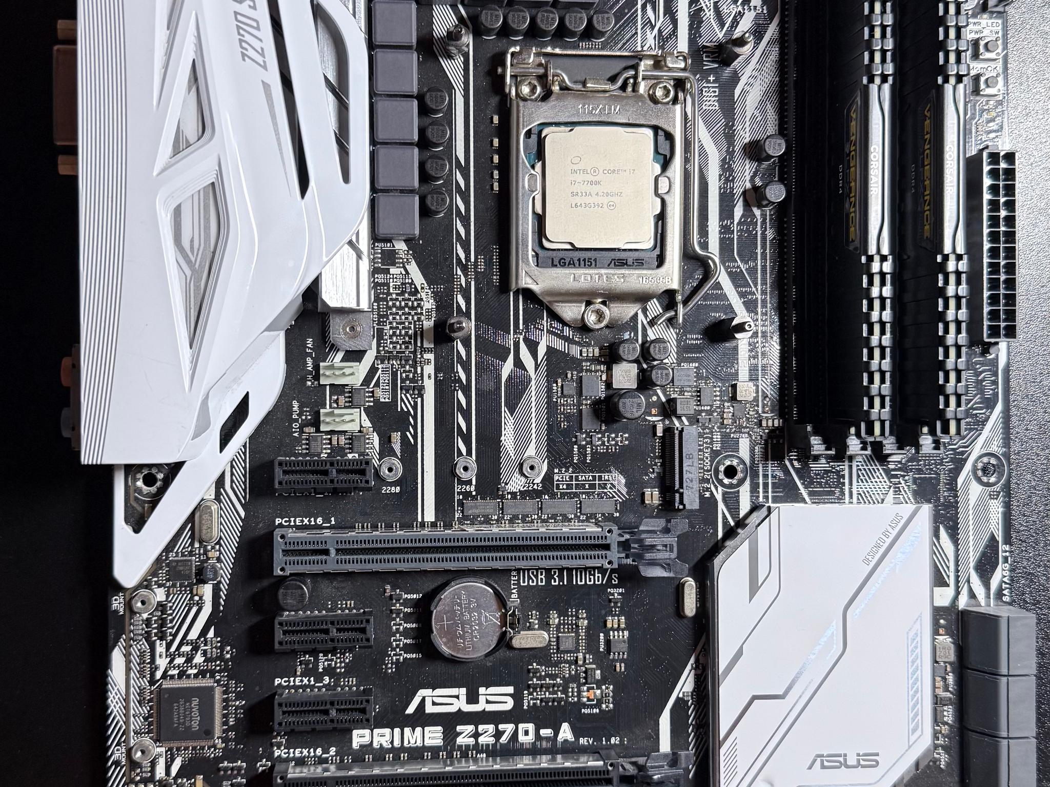 ASUS Prime Z270-A + Intel i7-7700K + 32GB Corsair Vengeance DDR4 Combo. Cooler included!
