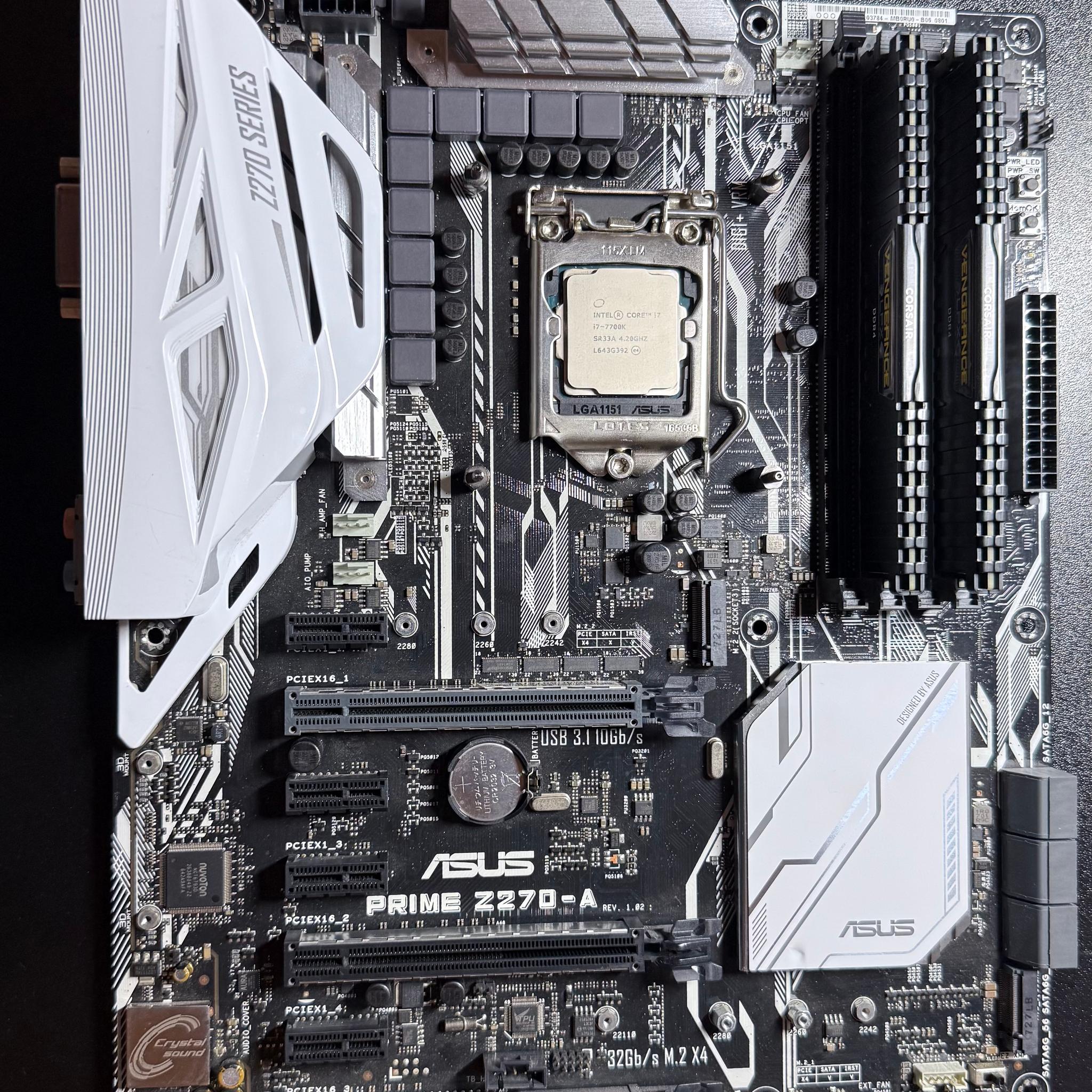 ASUS Prime Z270-A + Intel i7-7700K + 32GB Corsair Vengeance DDR4 Combo. Cooler included!