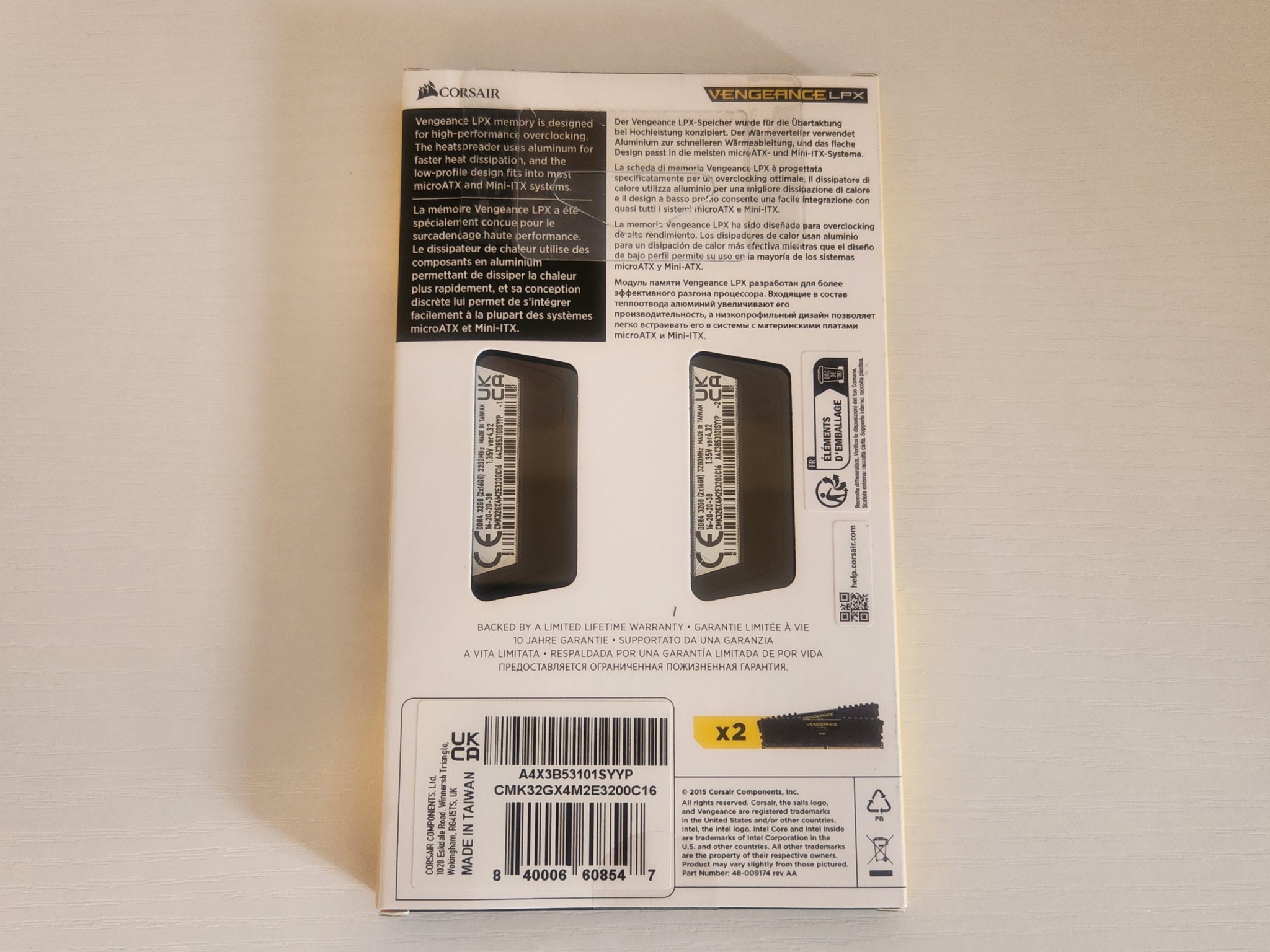 NEW CORSAIR 32GB (2x16GB) 3200MHz DDR4 RAM VENGEANCE LPX CL16 1.35V XMP 2.0