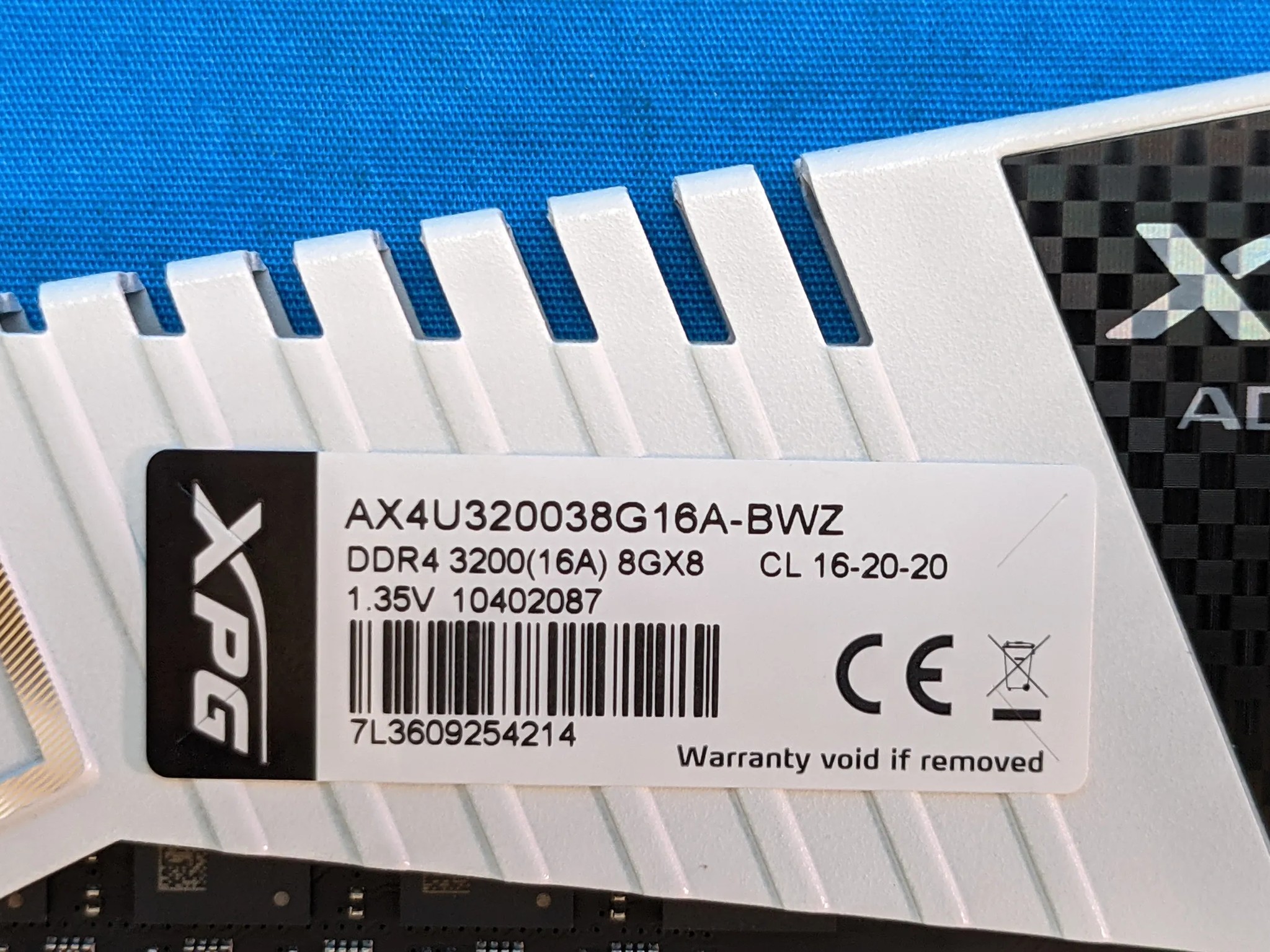 ADATA XPG Z1 16GB (2x8GB) DDR4 3200MHz PC4-25600 CL16 1.35V Desktop RAM AX4U320038G16A-BWZ