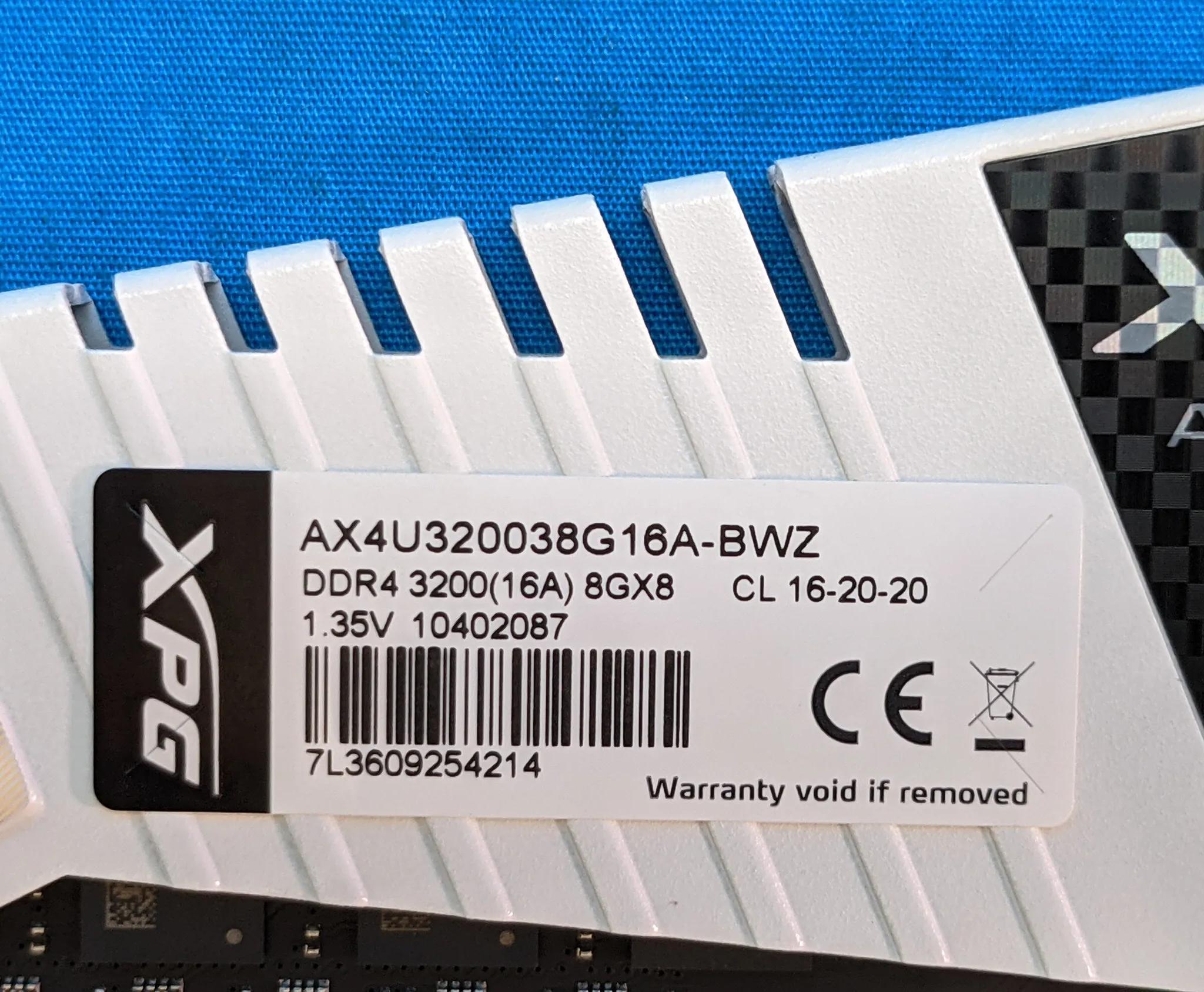 ADATA XPG Z1 16GB (2x8GB) DDR4 3200MHz PC4-25600 CL16 1.35V Desktop RAM AX4U320038G16A-BWZ