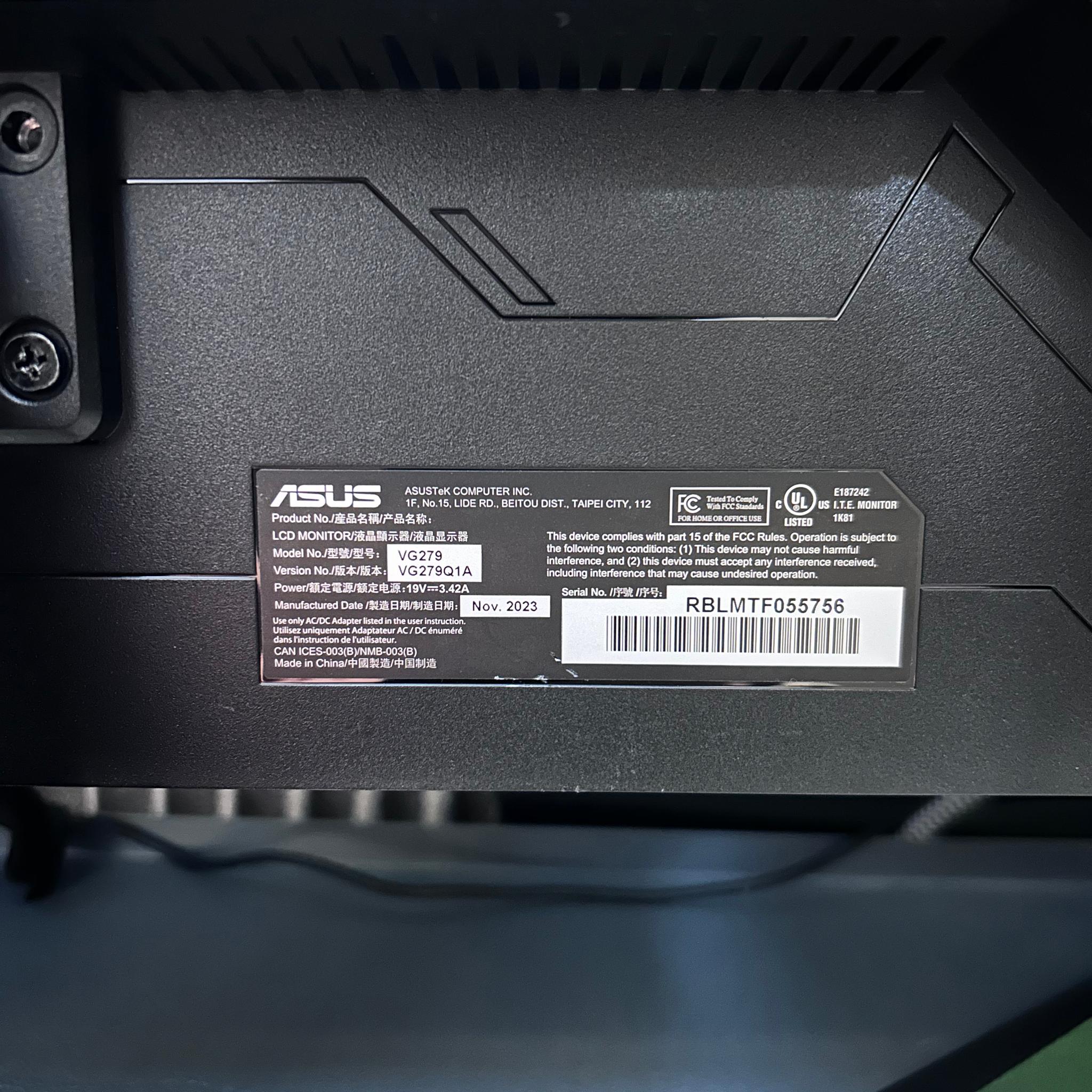 ASUS TUF 27" (165Hz) Gaming Monitor (VG279Q1A)
