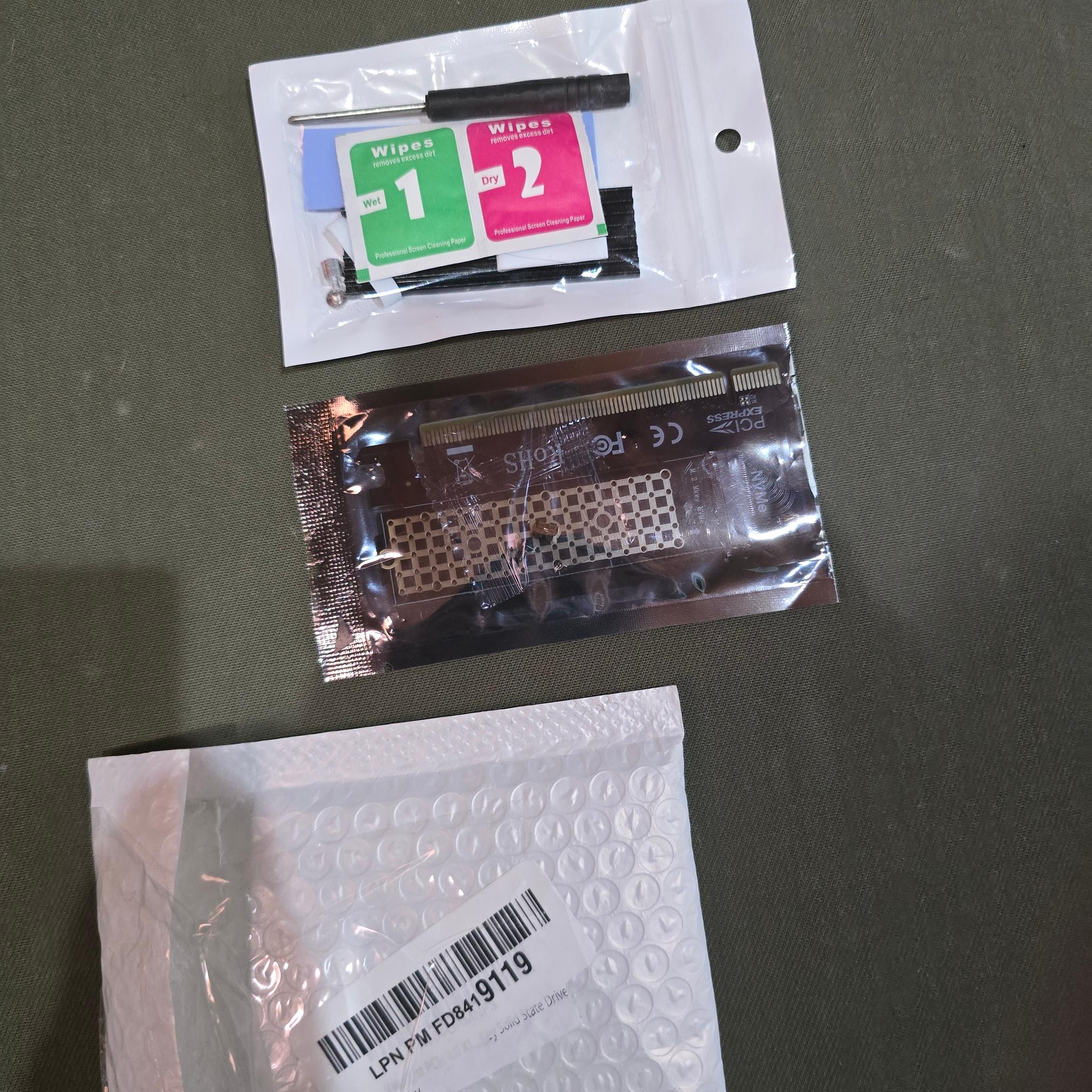 Card with M2 Aluminum Heat Sink for PCI-e NGFF SSD