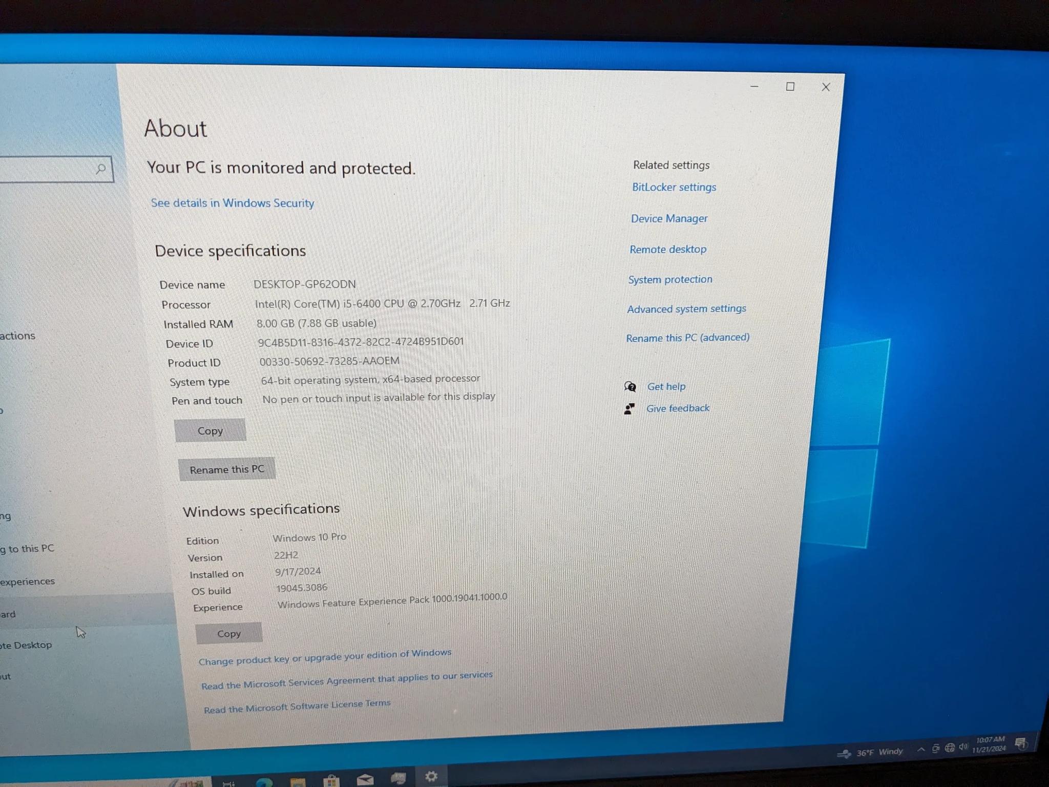 Windows 10 HP PC, 1TB HDD, i5-6400, 8GB, DVD-R