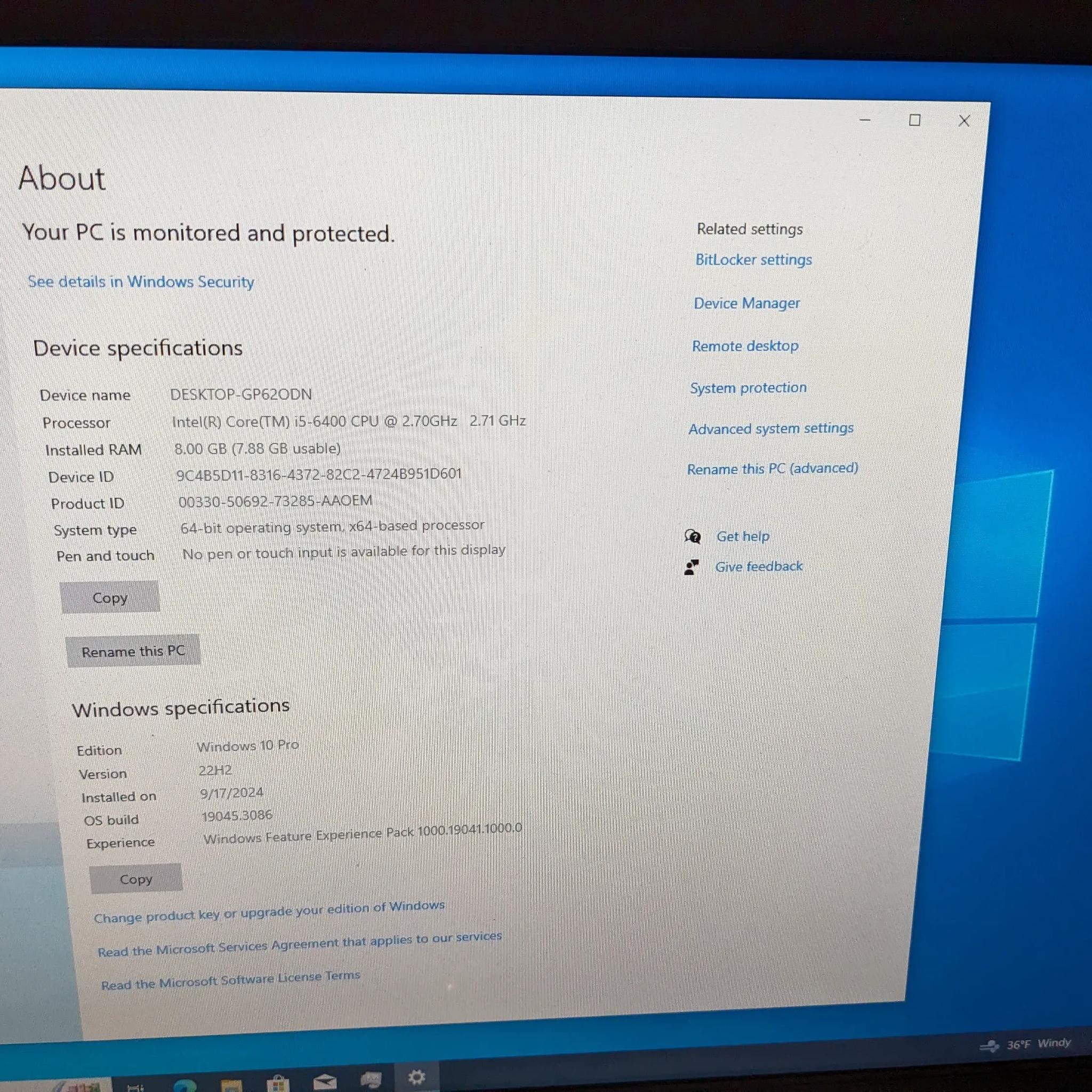 Windows 10 HP PC, 1TB HDD, i5-6400, 8GB, DVD-R