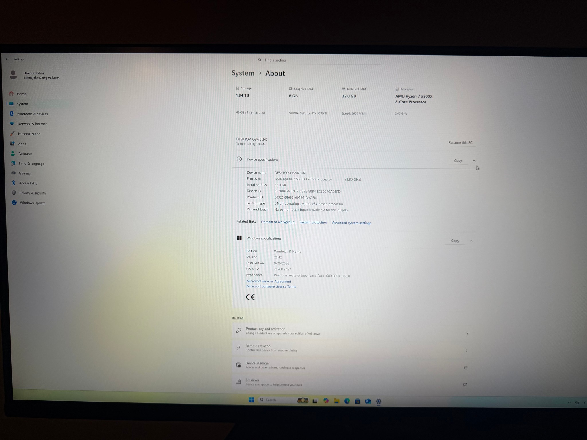 GeForce RTX 3070 Ti Custom Gaming PC - Ryzen 7 5800X, 1TB SSD