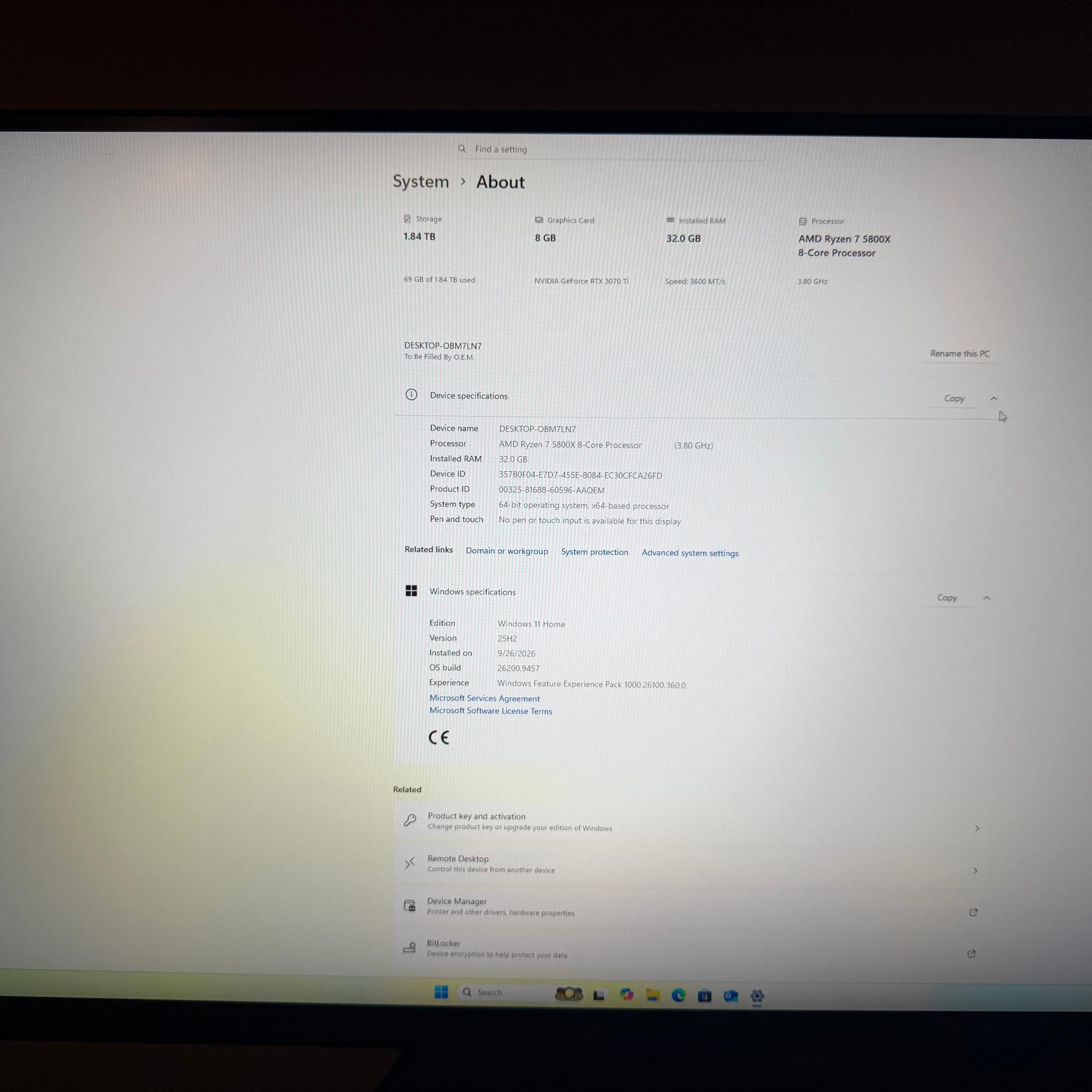 GeForce RTX 3070 Ti Custom Gaming PC - Ryzen 7 5800X, 1TB SSD