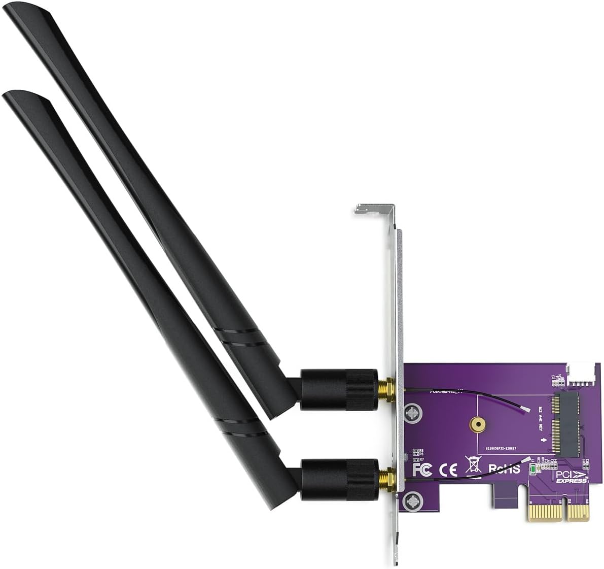 PCIe x1 to M.2 WiFi Bluetooth Adapter Card Supports A+E Key NGFF Modules 2.4GHz 5GHz 5dBi Antennas