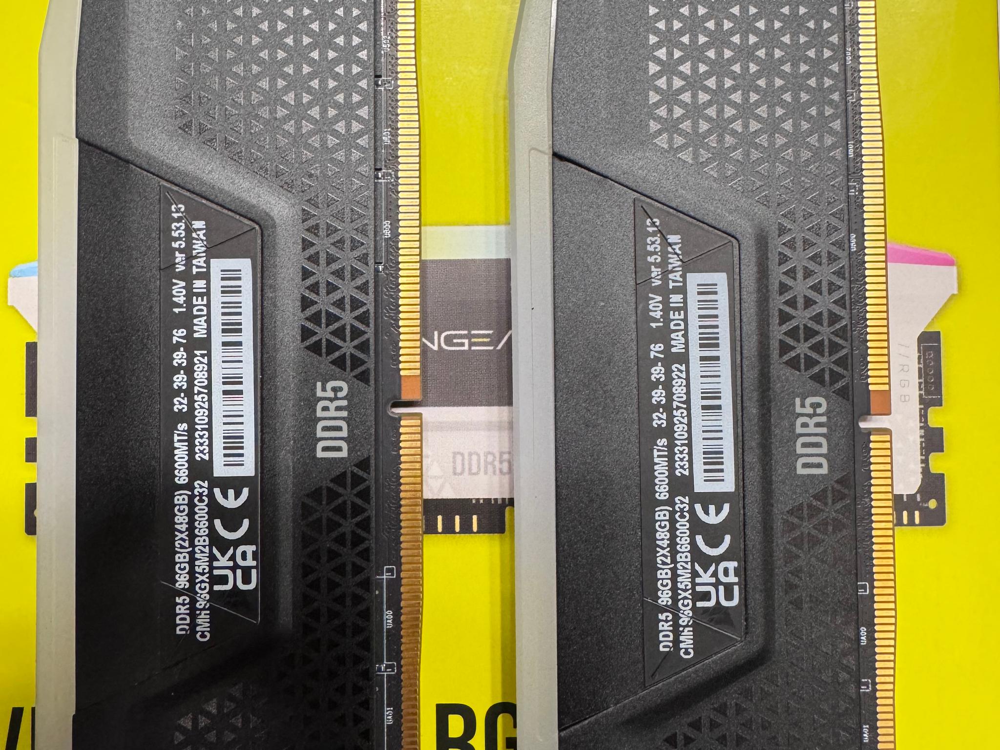 Corsair Vengeance DDR5 96GB 6600mhz CL32 - RBG