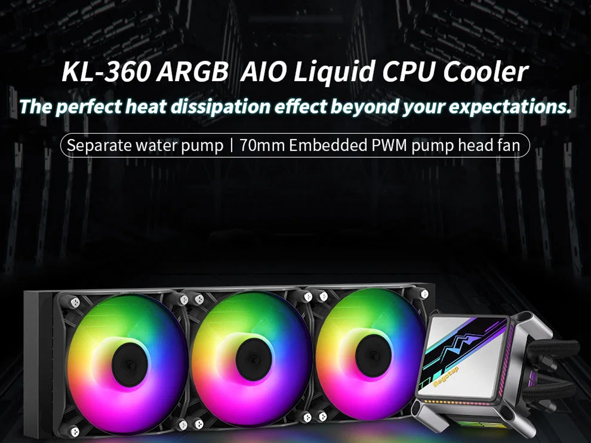 SEGOTEP 🆒KL-360🆒 | BLACK 360mm ARGB AIO CPU Liquid Cooler | TDP: 320W | LGA 1700 & AM5 Ready