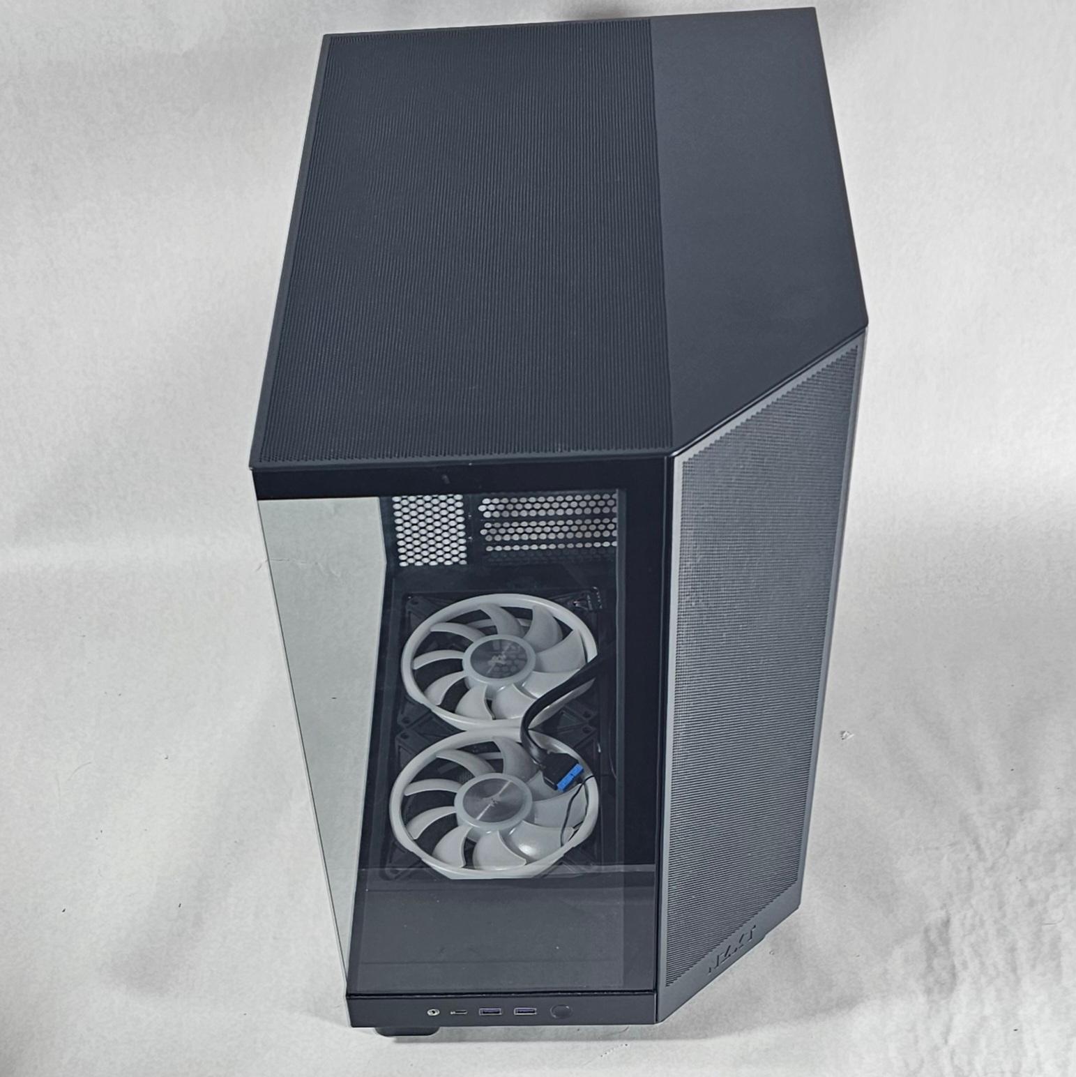 Black NZXT PC Case with Tempered Glass w/ 5 Fans