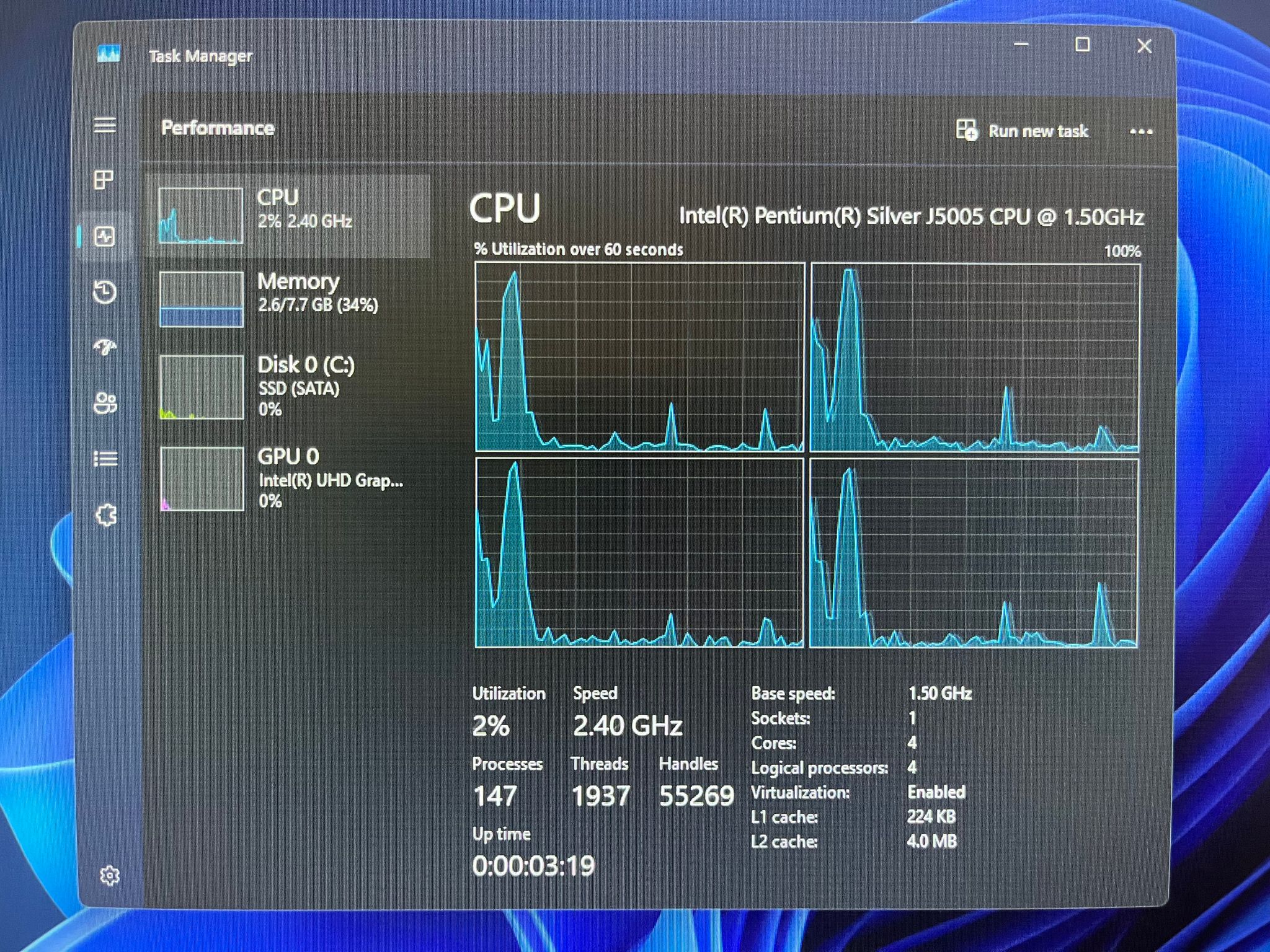 Intel NUC, Windows 11 Pro, 4 cores @ 1.5GHz, 8GB RAM, 220GB SSD (Monitor & Keyboard NOT included)