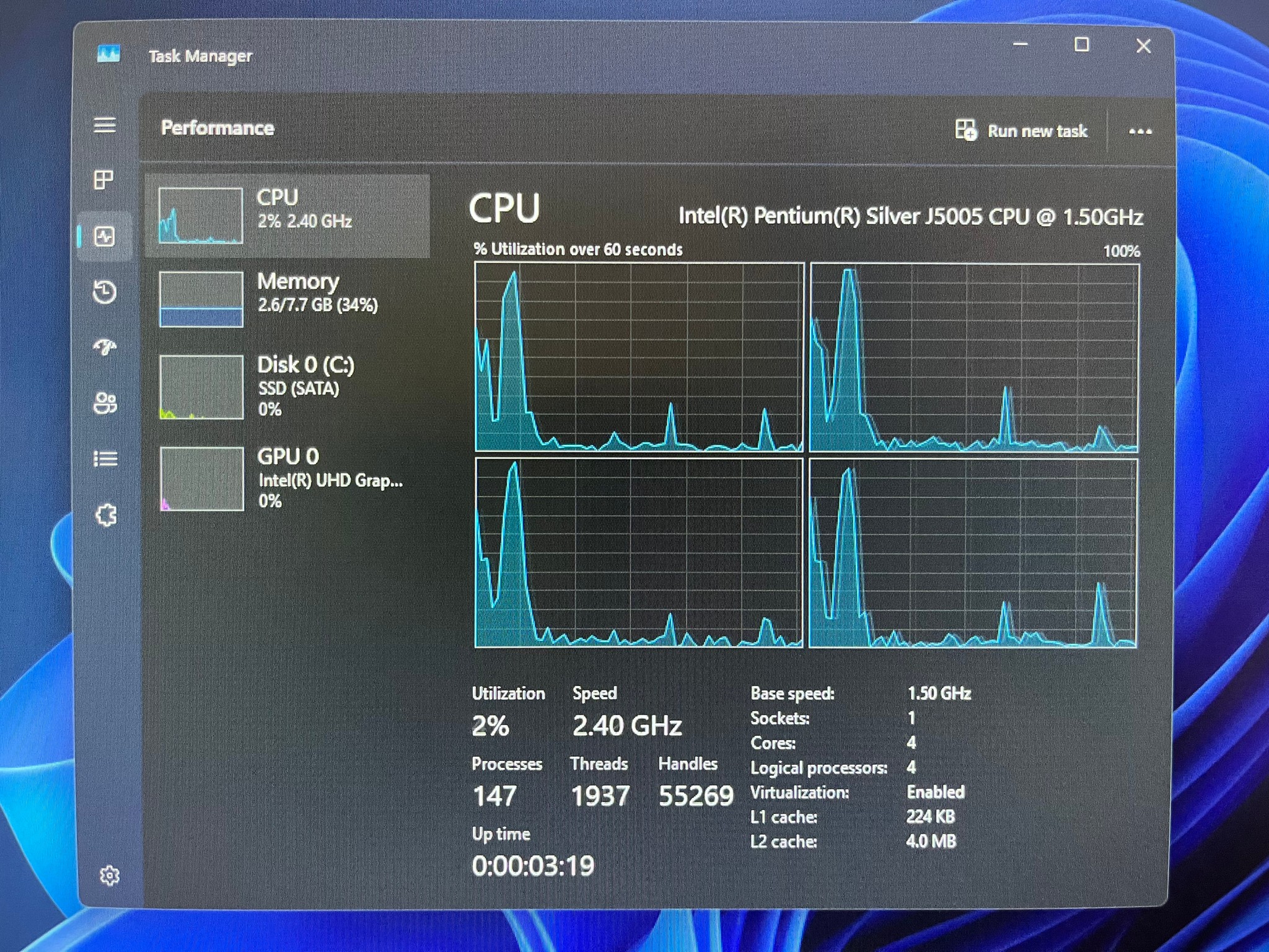 Intel NUC, Windows 11 Pro, 4 cores @ 1.5GHz, 8GB RAM, 220GB SSD (Monitor & Keyboard NOT included)