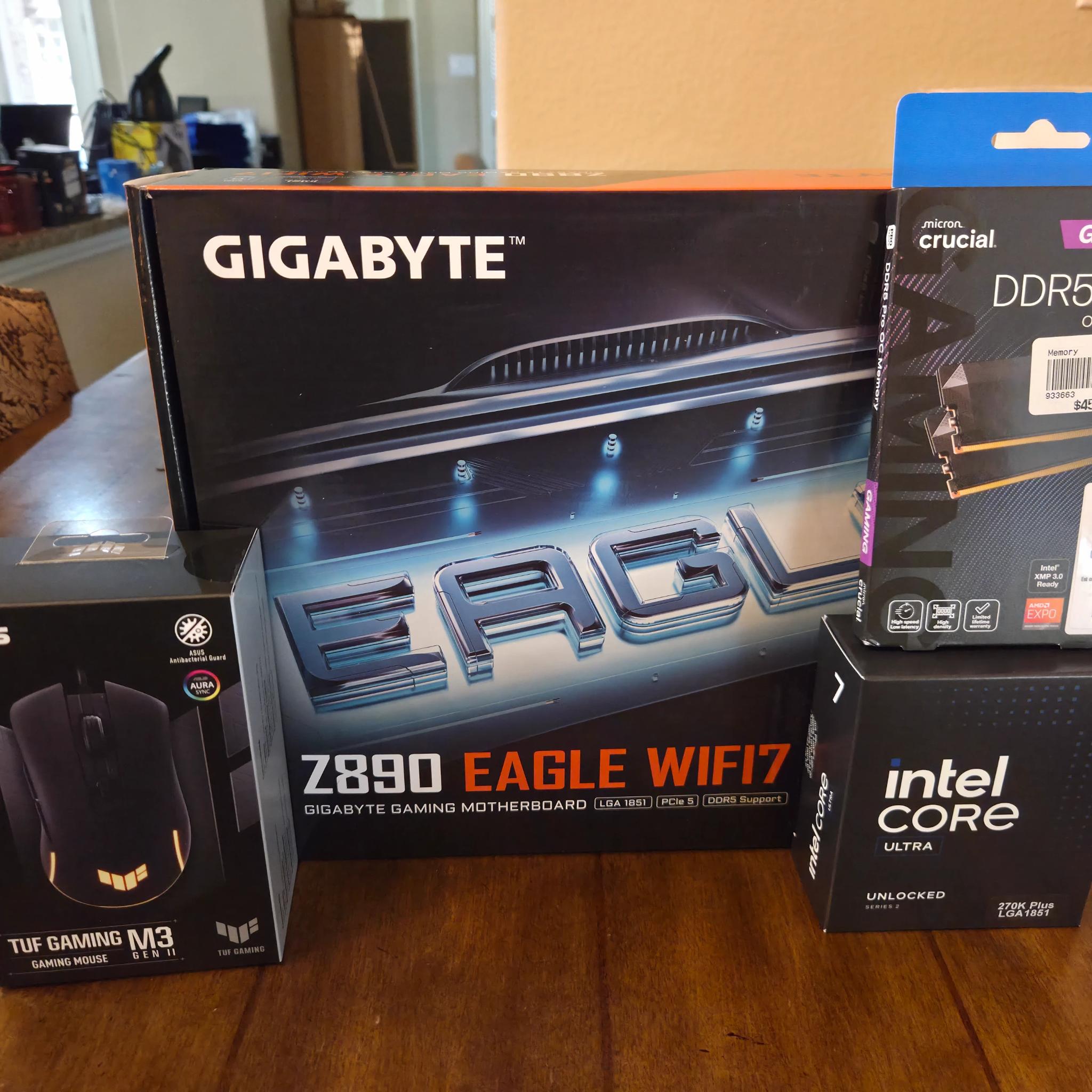 Intel Core Ultra 270k Plus, 32GB DDR5 6400cl32, Z890 Eagle Wifi7 + Free gaming mouse + free game!